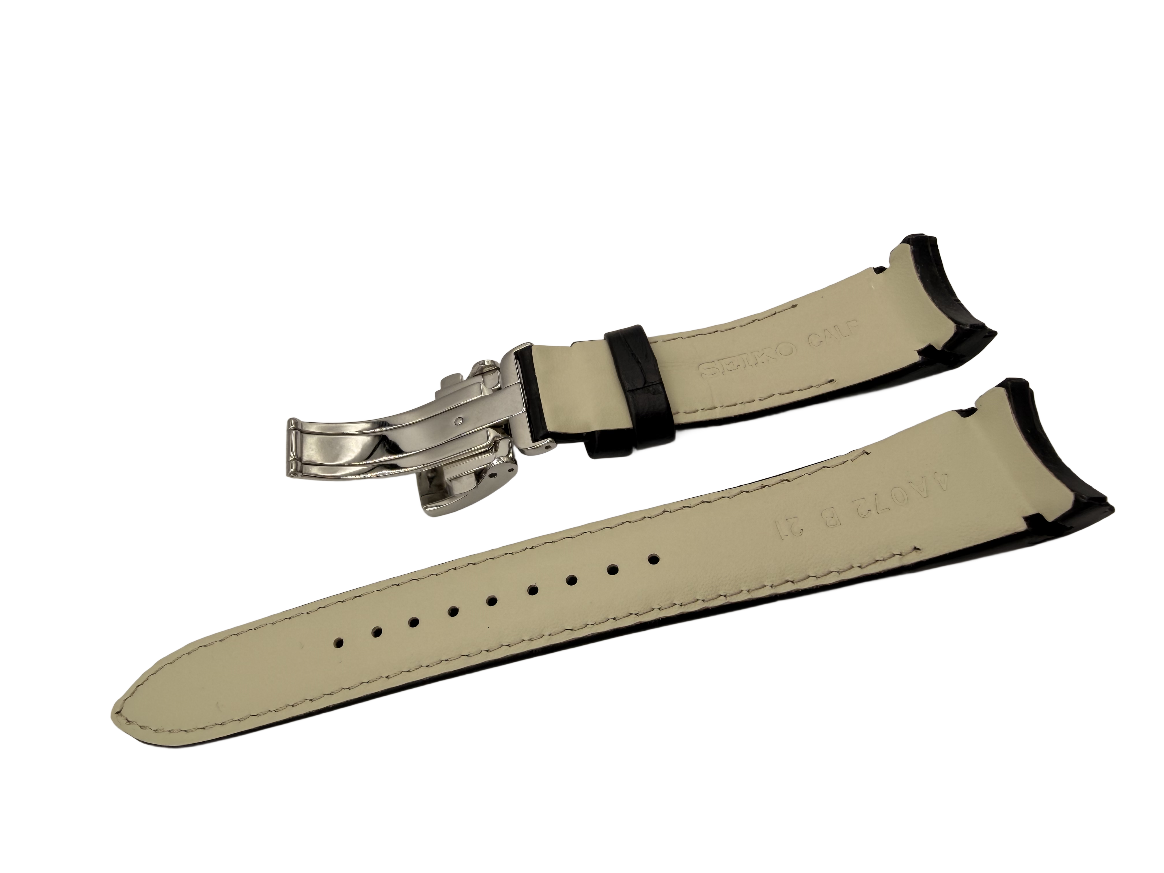 Horlogeband Seiko Premier SRX003P1 / SRL021P1 / SRN005P1 / SPC005P1 Zwart Leer 21mm 4A072