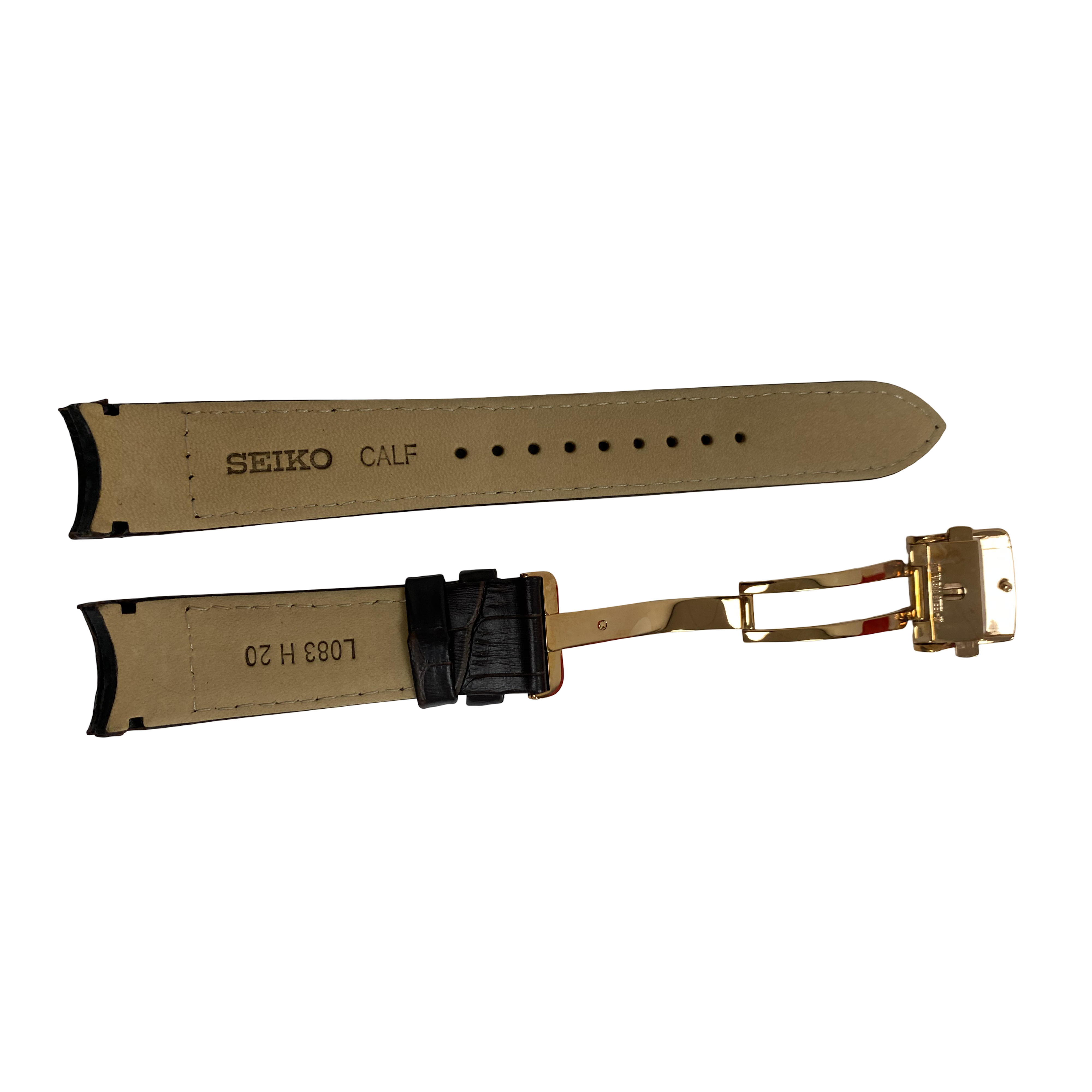 Horlogeband Seiko Premier Kinetic SRX008P1 bruine band 5D88-0AD0 Rosé sluiting