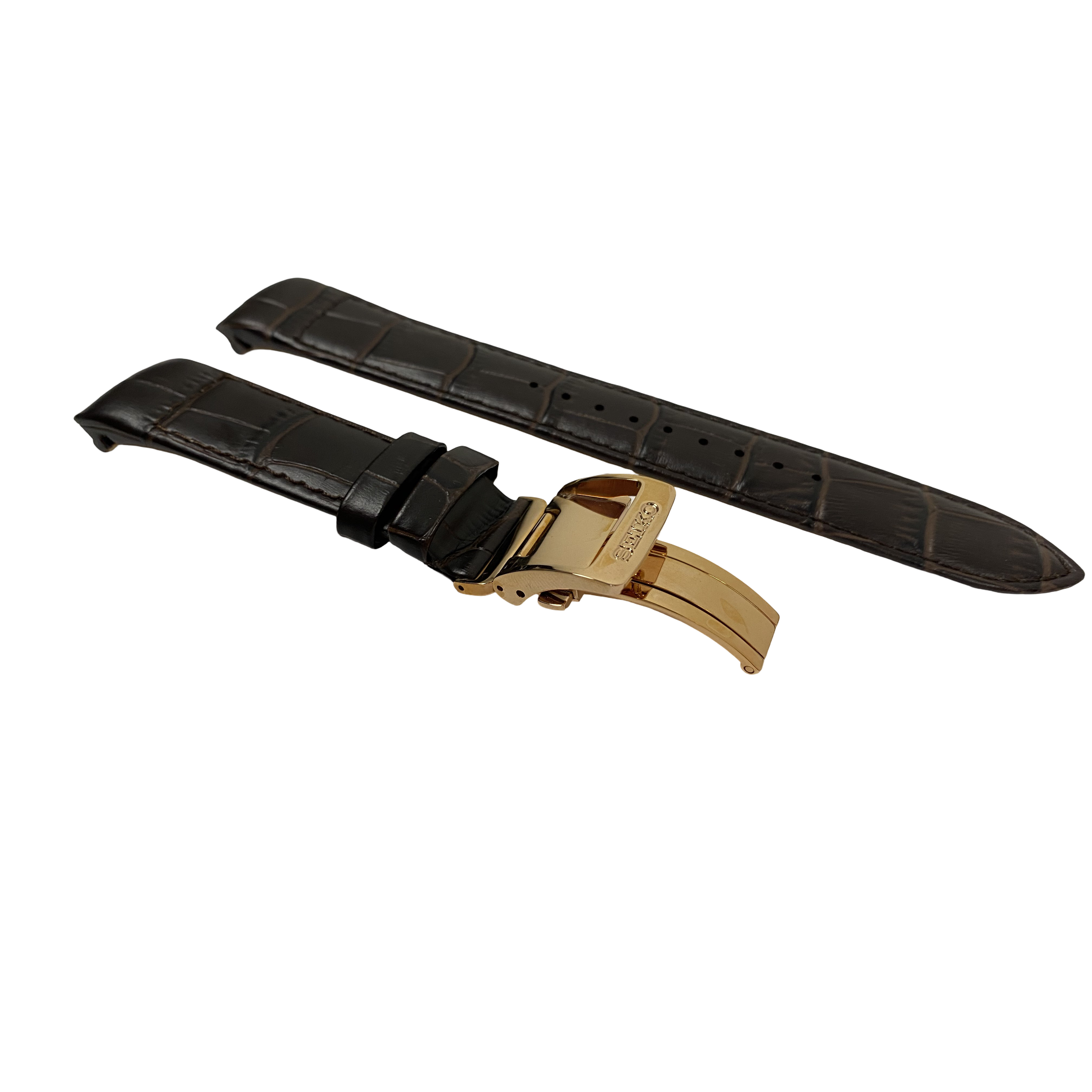 Horlogeband Seiko Premier Kinetic SRX008P1 bruine band 5D88-0AD0 Rosé sluiting