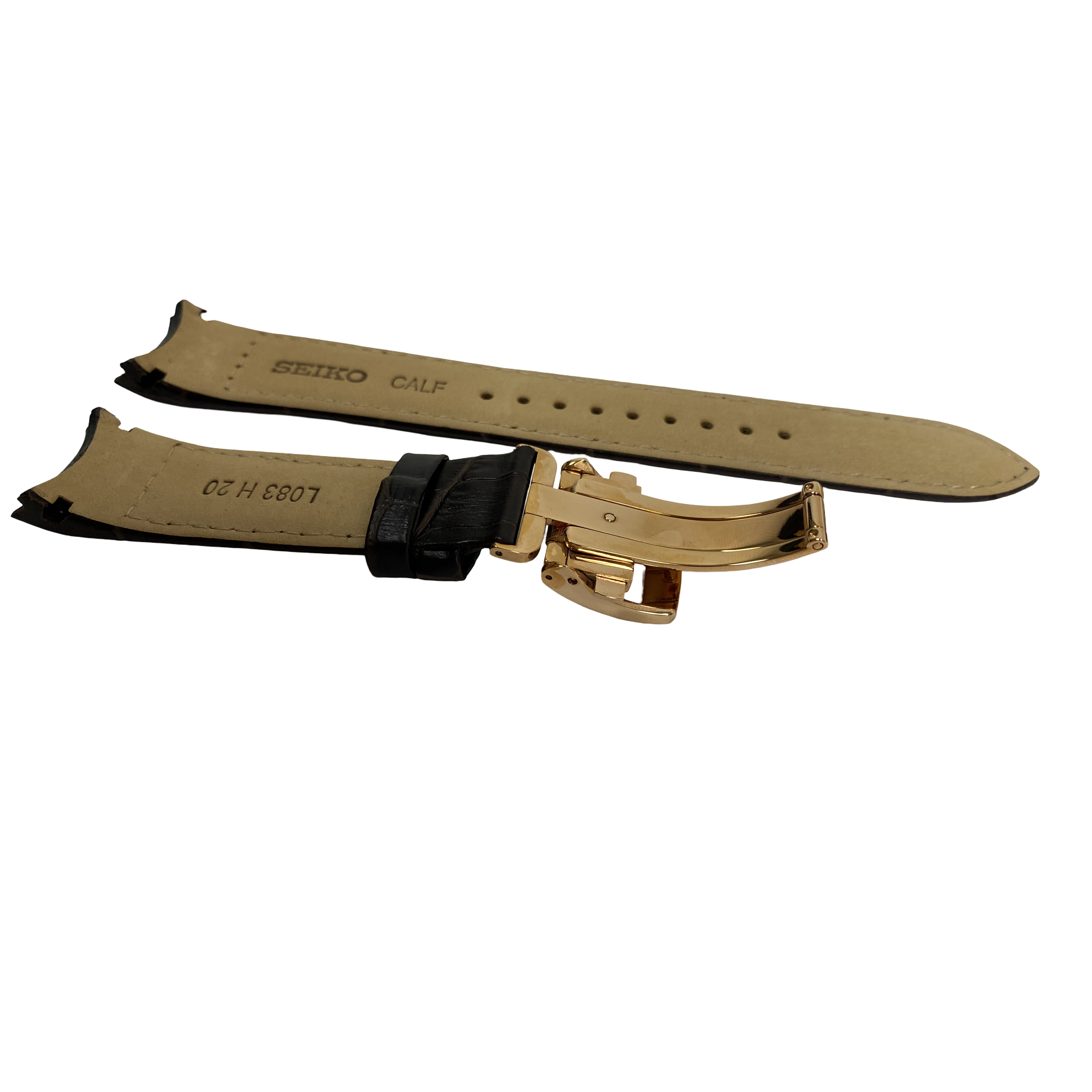 Horlogeband Seiko Premier Kinetic SRX008P1 bruine band 5D88-0AD0 Rosé sluiting