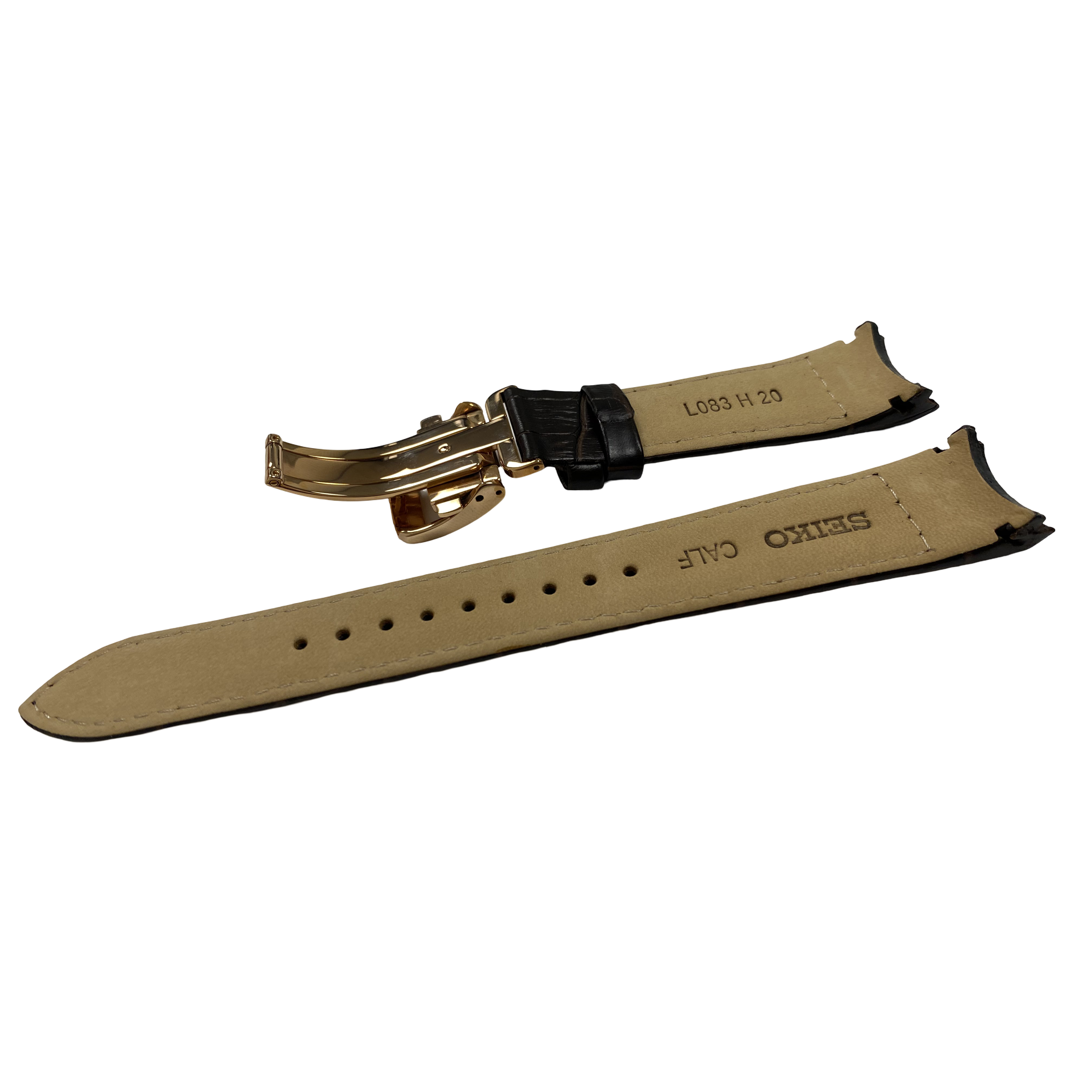 Horlogeband Seiko Premier Kinetic SRX008P1 bruine band 5D88-0AD0 Rosé sluiting