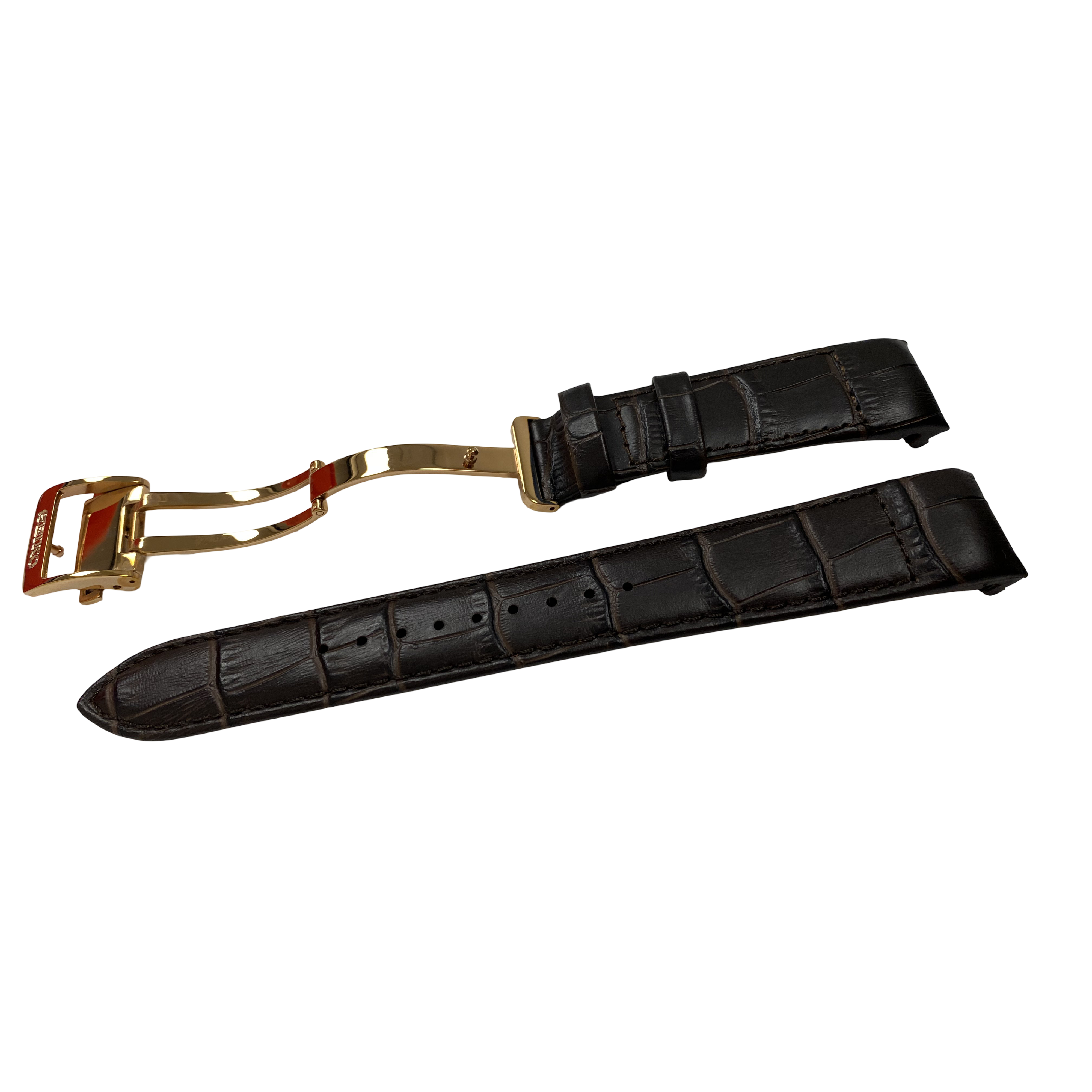 Horlogeband Seiko Premier Kinetic SRX008P1 bruine band 5D88-0AD0 Rosé sluiting