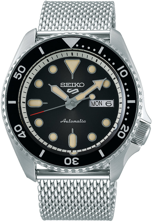 Seiko 5 Sports SRPD73K1 Automatisch Horloge | Zwarte Wijzerplaat | Milanese Band | 4R36-07G0