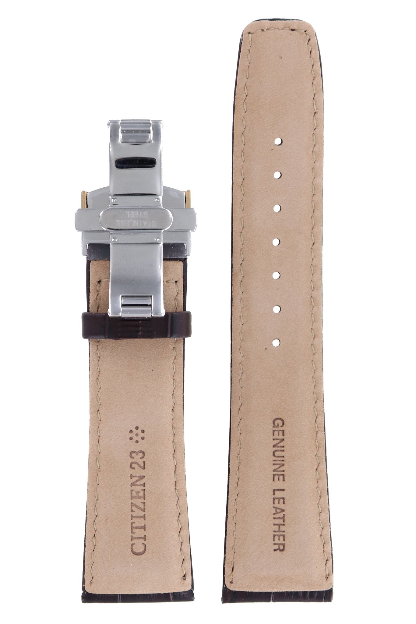 Citizen AT8113 - 12H, AT8113 - 04H & CB0153 - 21A Watch Band 59 - S53292 Dark Brown Leather 23 mm Radio Controlled - Watch Plaza
