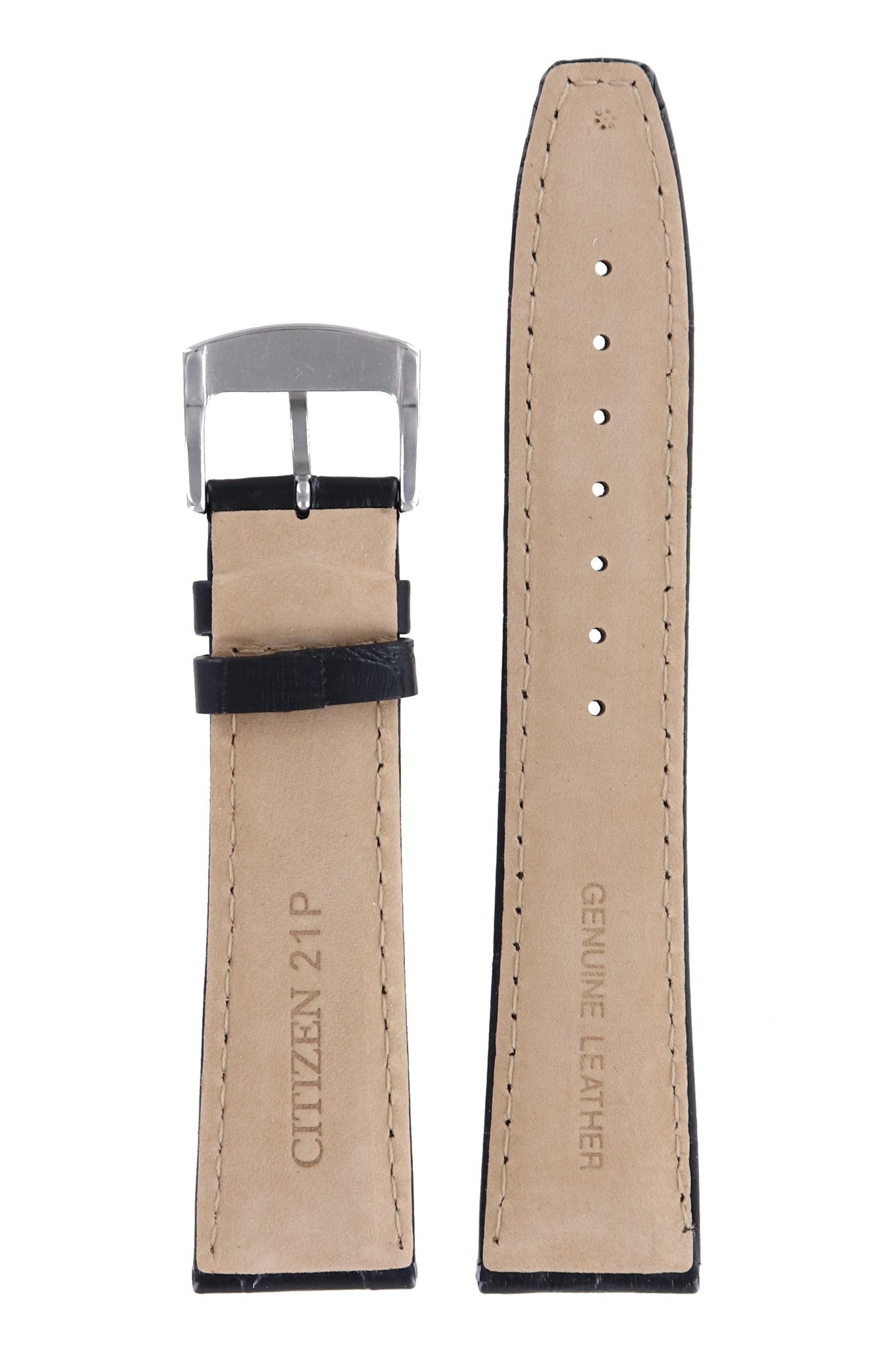 Citizen AW1031 - 06B - S075955 Watch Band 59 - S52348 Black Leather 21 mm Eco - Drive - Watch Plaza