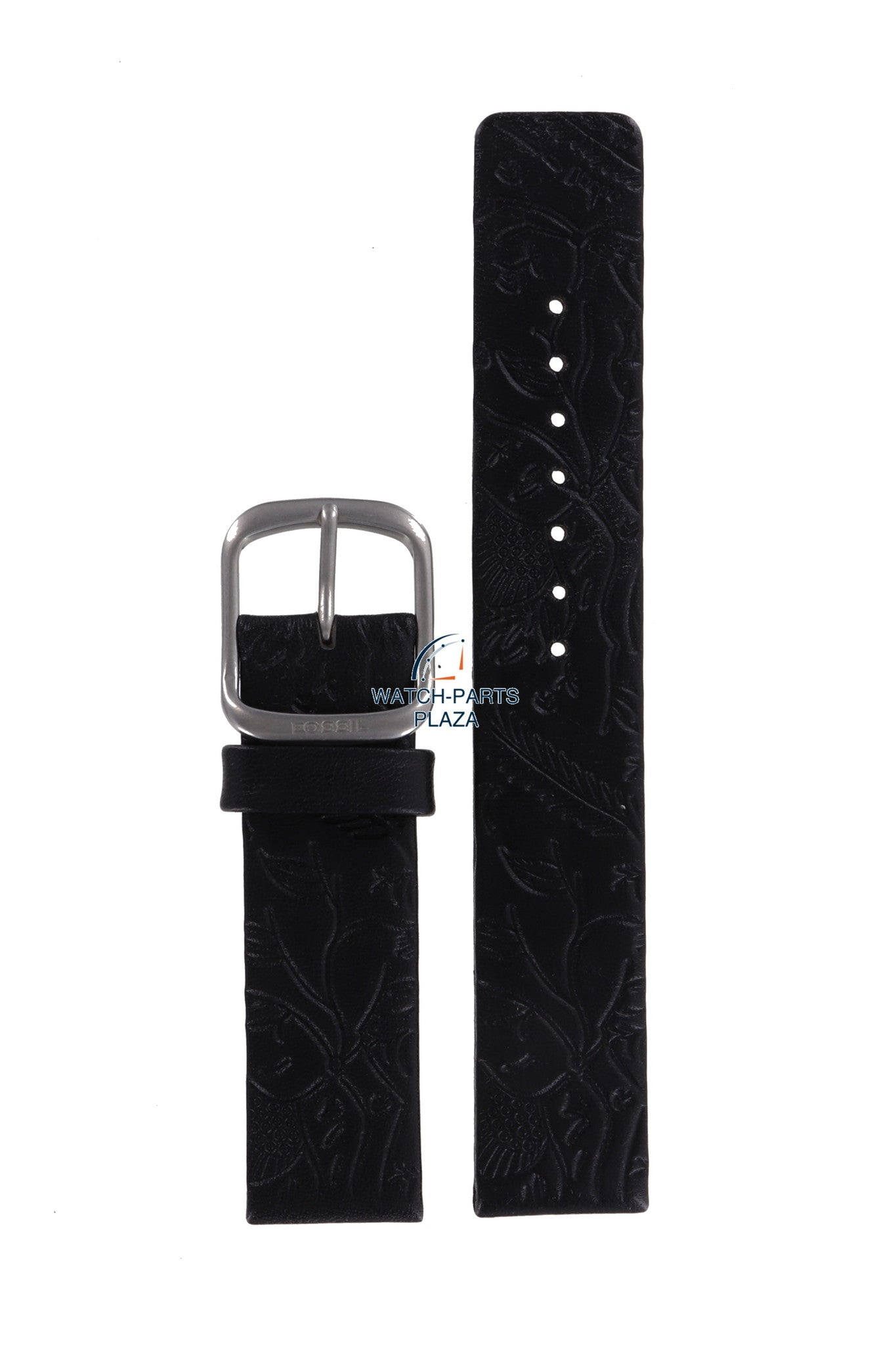 Fossil JR8018 Watch Band JR - 8018 Black Leather 18 mm Authentic - Watch Plaza