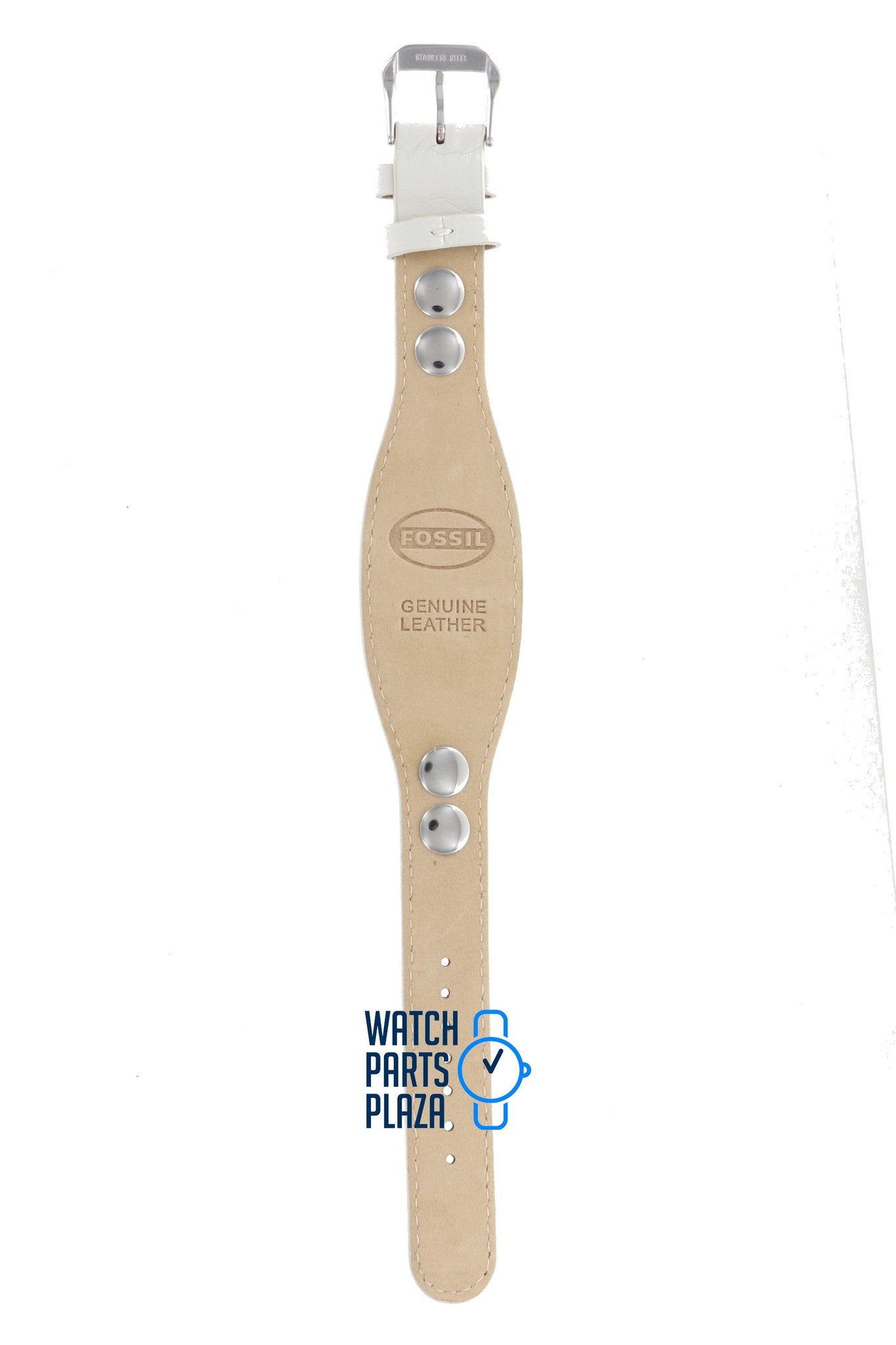 Fossil JR8347 Watch Band JR - 8347 White Leather 12 mm Trend - Watch Plaza