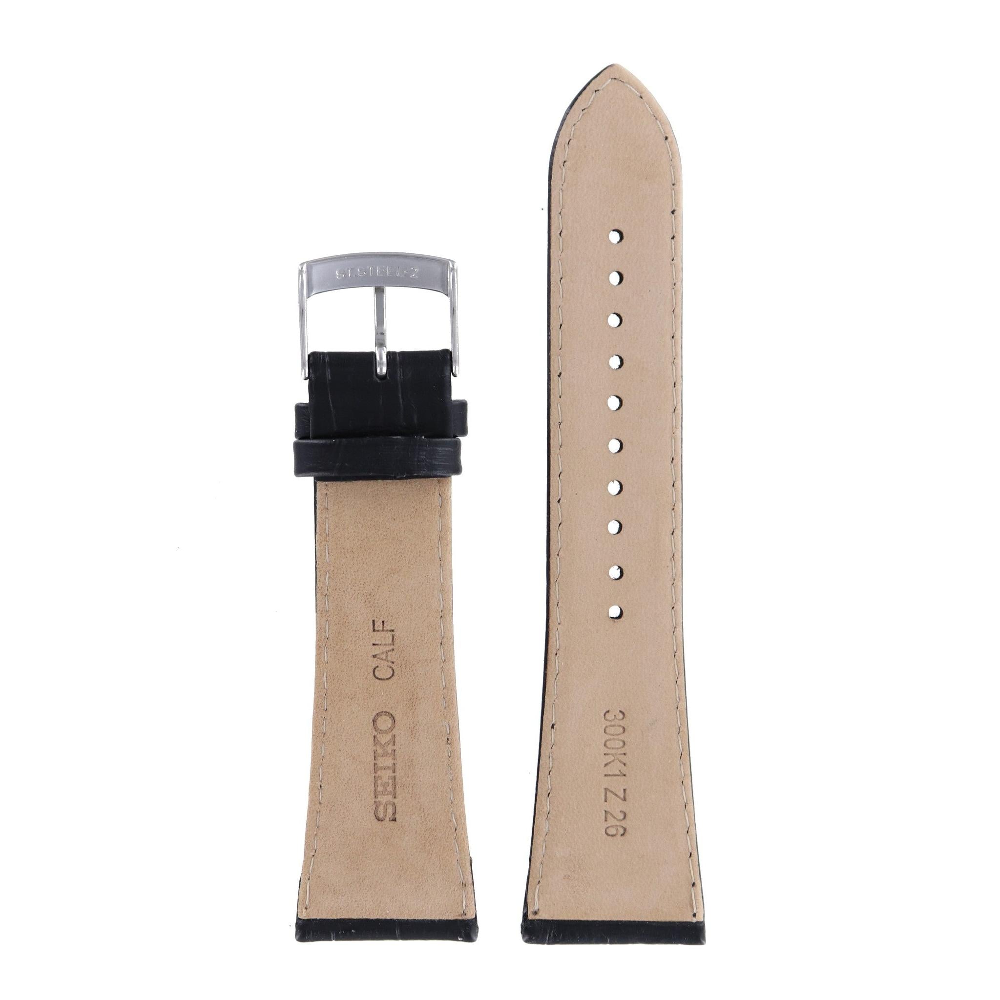 Seiko 300K1 Z 26 - 6G34 - 00D0 Watch Band 300K1JL Black Leather 26 mm Premier Retrograde - Watch Plaza