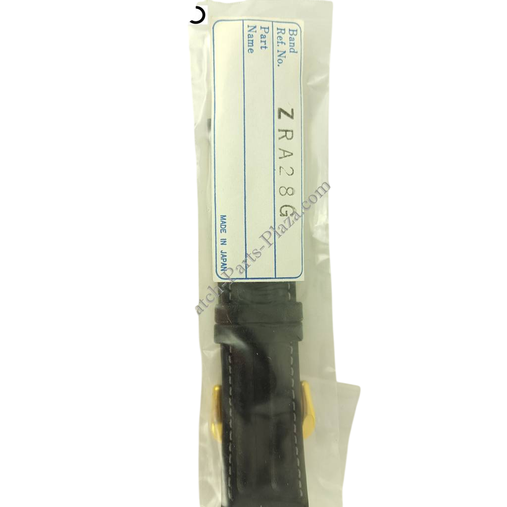 SEIKO BLACK LEATHER WATCH BAND 20mm 7T32 - 6B50 Strap SDW050J GOLD BUCKLE SDW169P1 - Watch Plaza