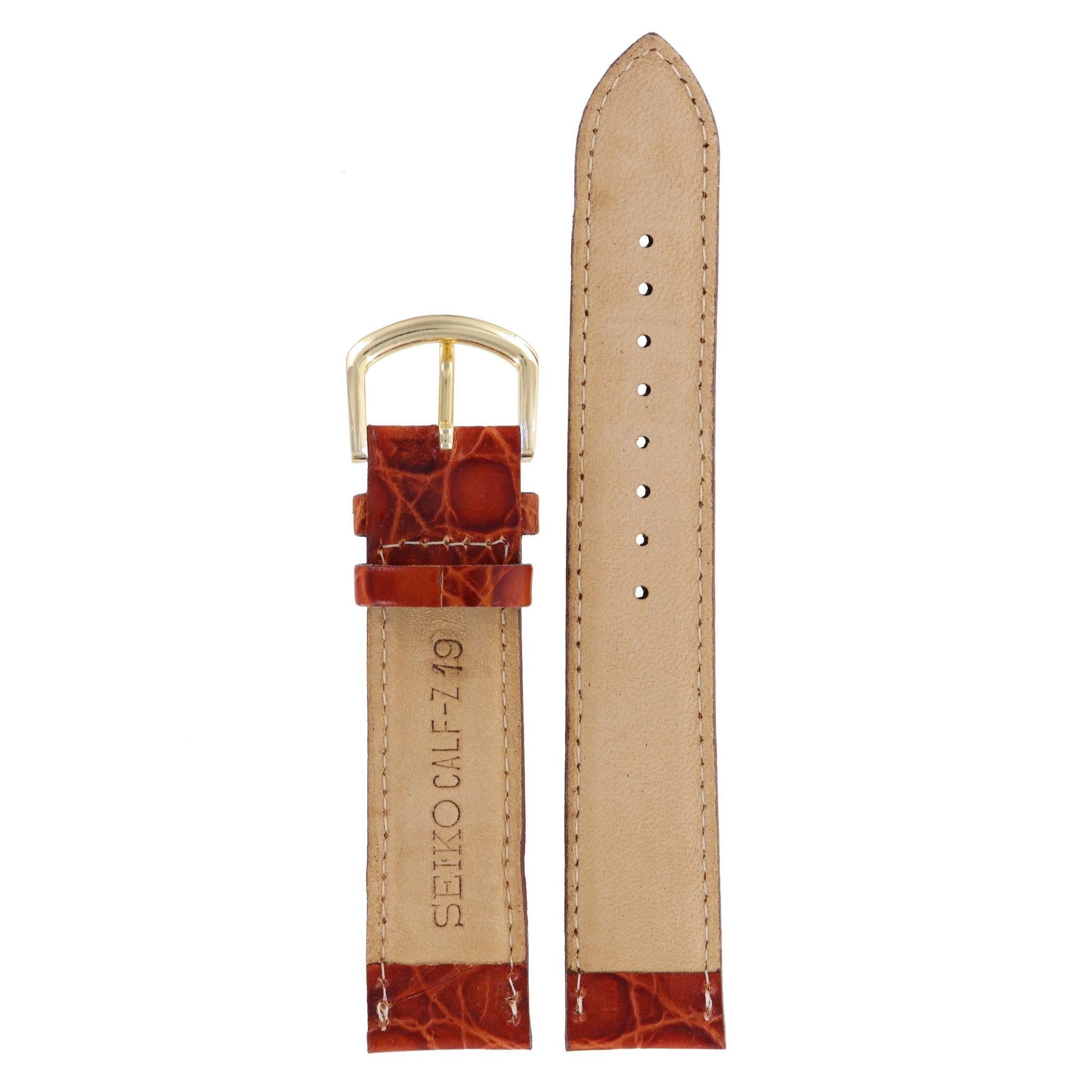 Seiko Calf - Z 19 - 7T34 - 7A40 Watch Band 4D89KZ Brown Leather 19 mm - Watch Plaza