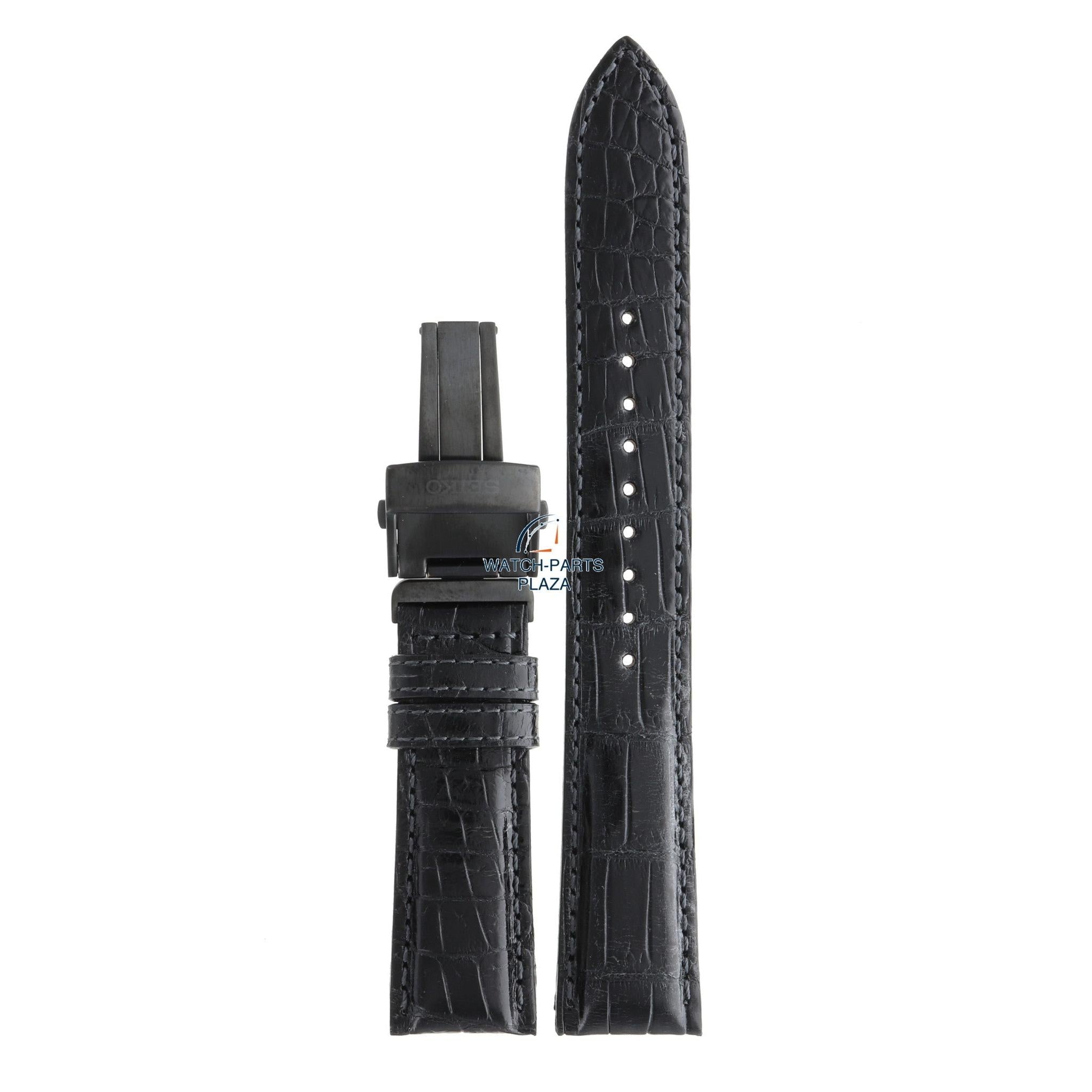 Seiko DA431DC Watch band S23617 & S23621 black leather 20 mm - Quartz Astron - Watch Plaza