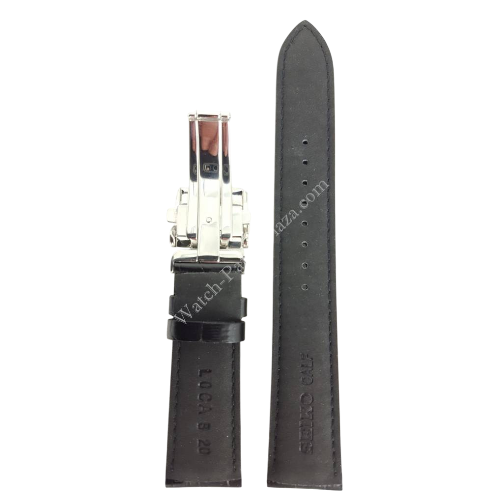Seiko SARG017J Black Leather Watch Band 6R15 - 02V0 Strap 20mm LOCA - Watch Plaza