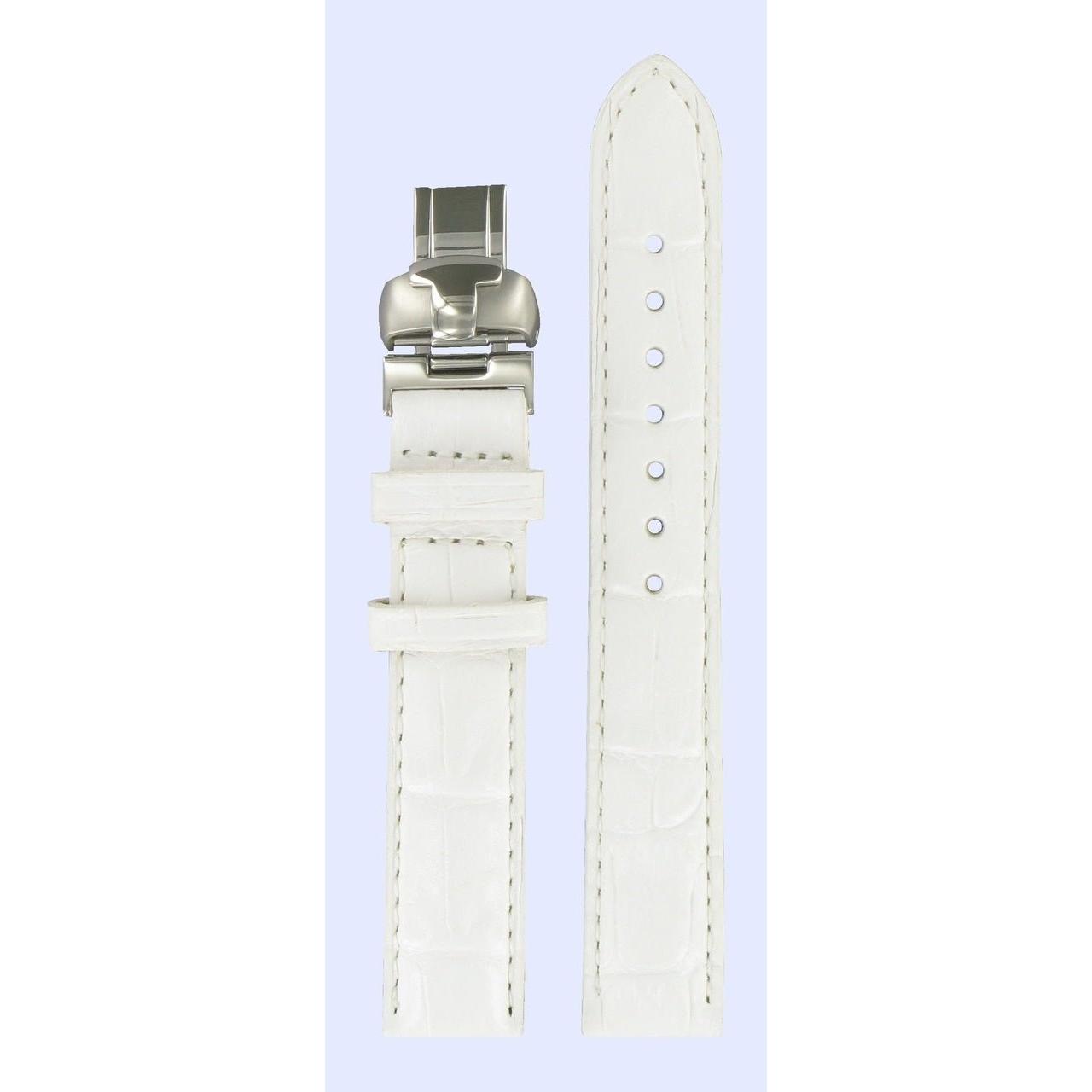 Tissot T007309A Watch Band T600027414 White Leather 15 mm Generosi - T - Watch Plaza