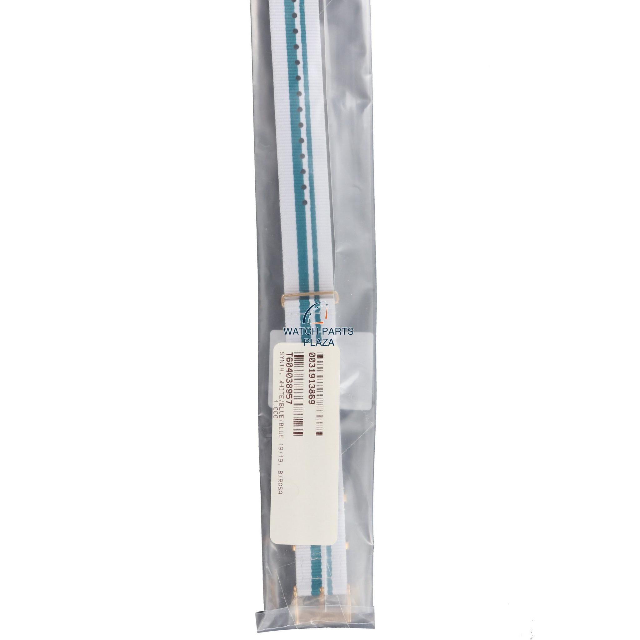 Tissot T095417 Unisex Watch Band T604038957 White Textile 19 mm Quickster - Watch Plaza