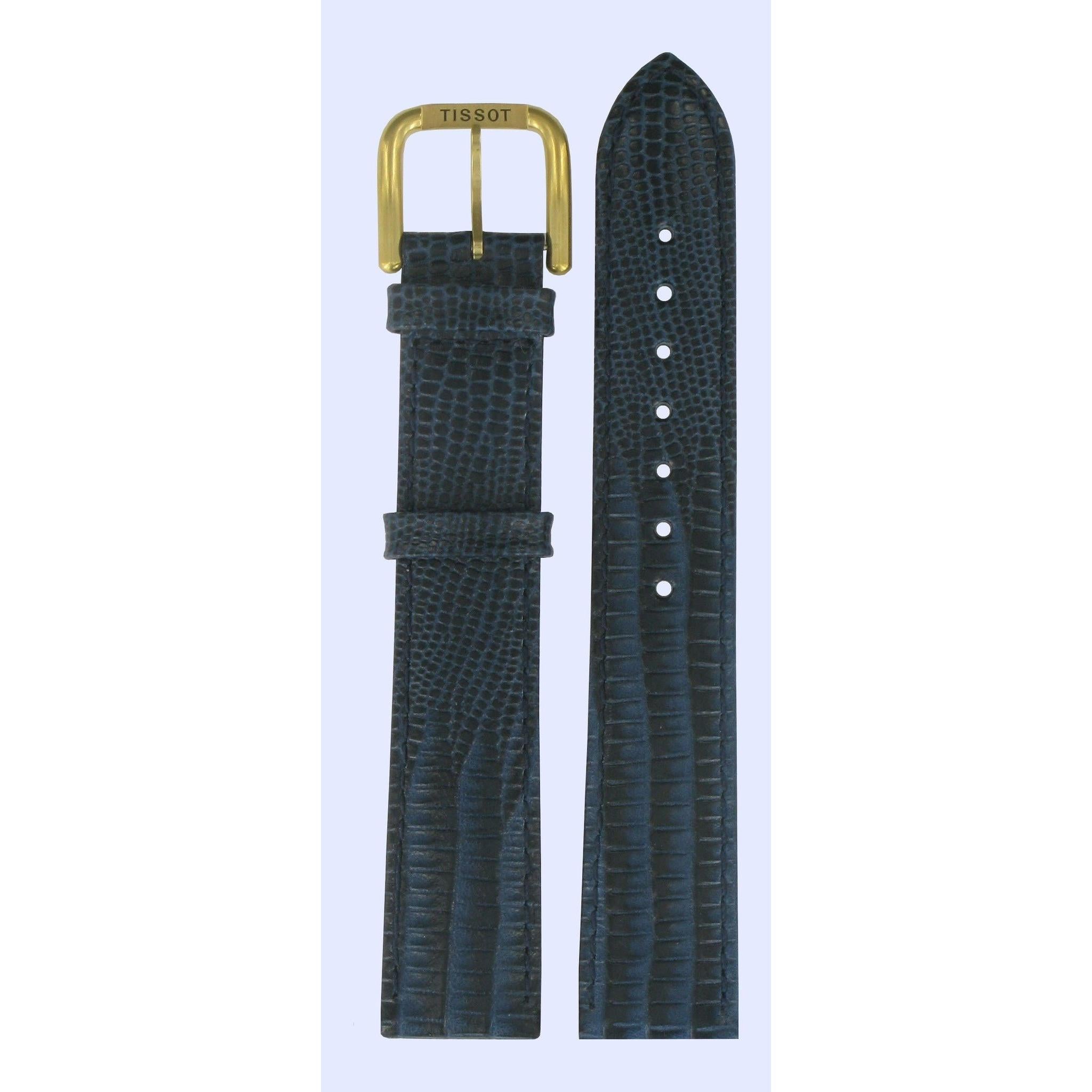 Tissot T42141113 XL Watch Band T600013216 Dark Blue Leather 18 mm Fashion - Watch Plaza