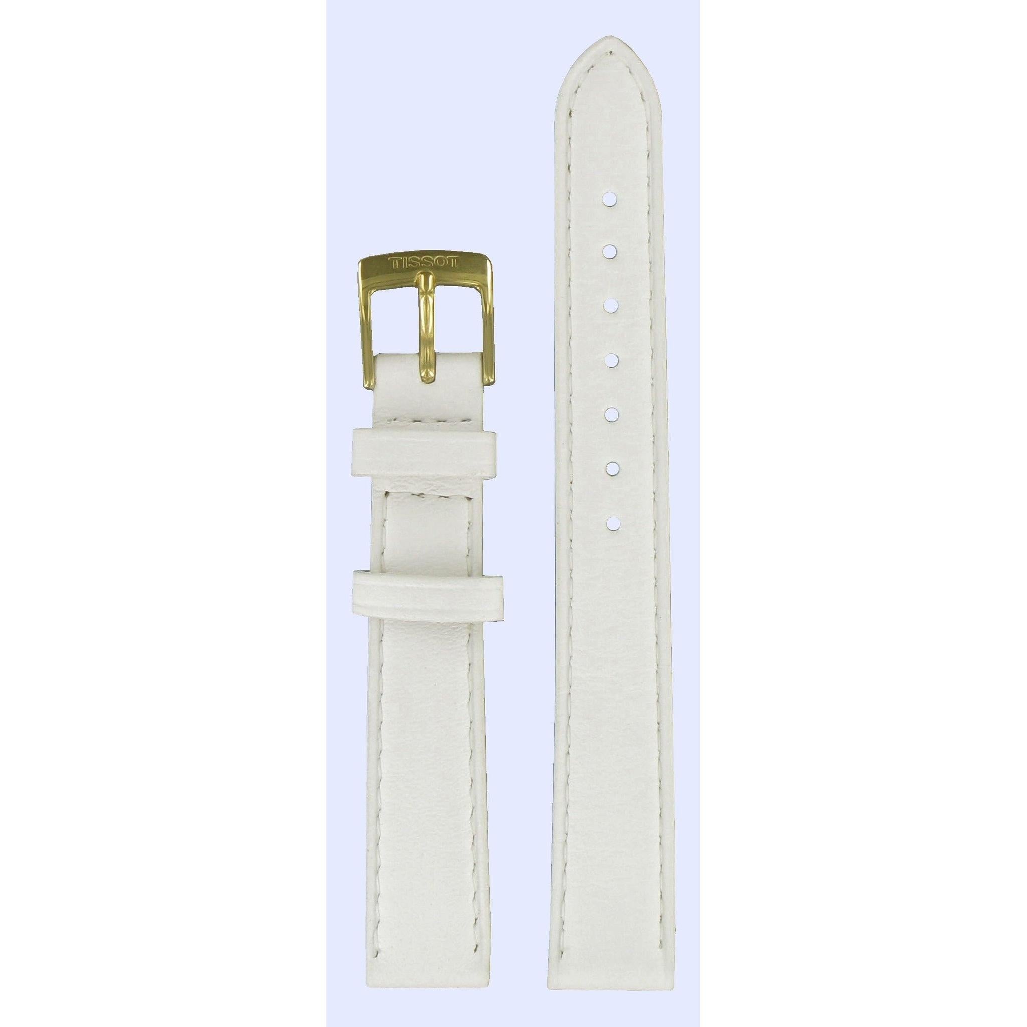 Tissot T71312974 Watch Band T600028990 White Leather 14 mm Carson - Watch Plaza
