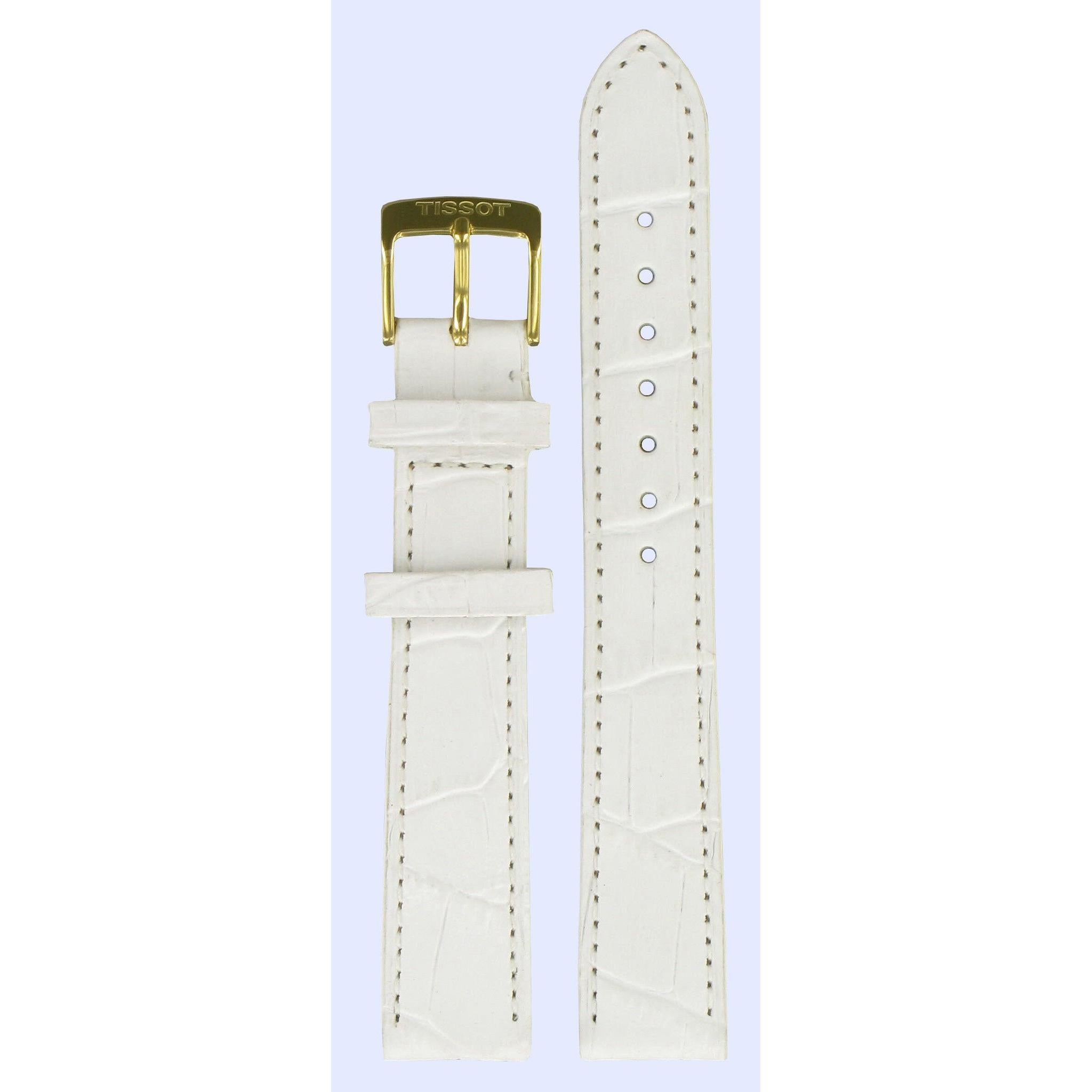 Tissot T71313976 Watch Band T600027499 White Leather 16 mm Jasmin - Watch Plaza
