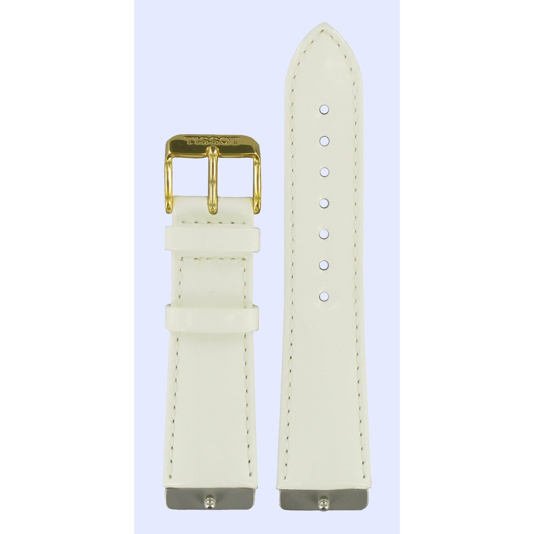 Tissot T71331832 Watch Band T600019698 White Leather 21 mm Rapunzel - Watch Plaza