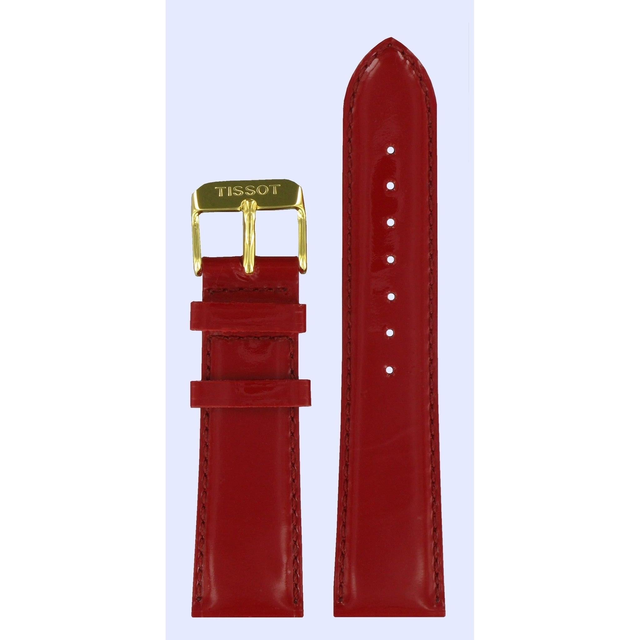 Tissot T71332932 Watch Band T600013520 Red Leather 21 mm Rapunzel - Watch Plaza