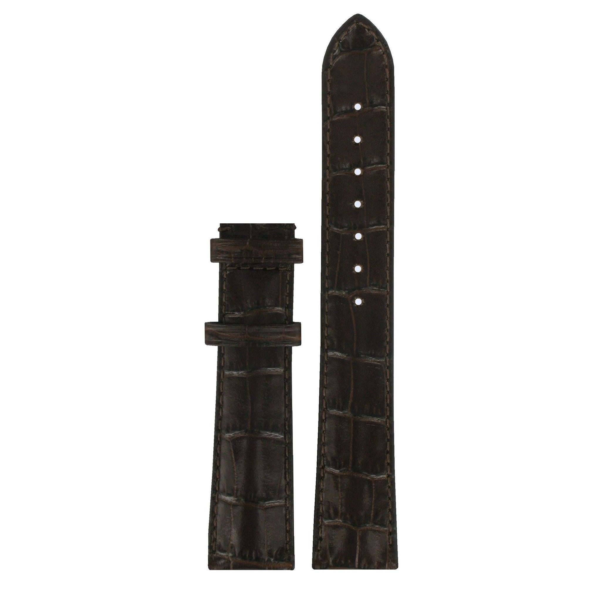 Tissot T71363334 Watch Band T610026007 Dark Brown Leather 19 mm Sculpture Line - Watch Plaza