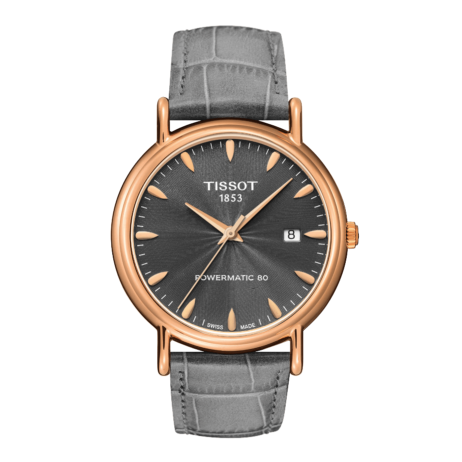 Tissot T9074077608100 Watch Band T610034706 Grey Leather 20 mm Carson - Watch Plaza