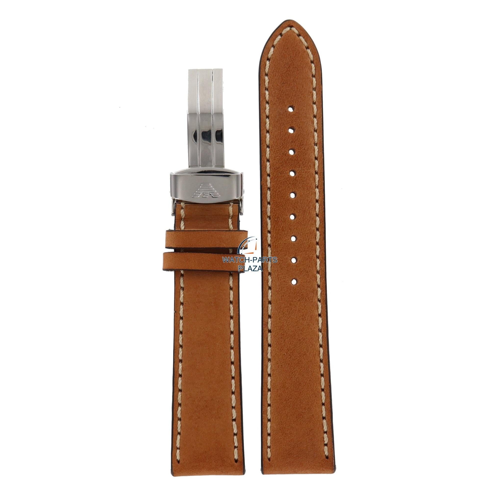 Watch Band AR5324 Emporio Armani tan leather strap 20mm brown - Watch Plaza