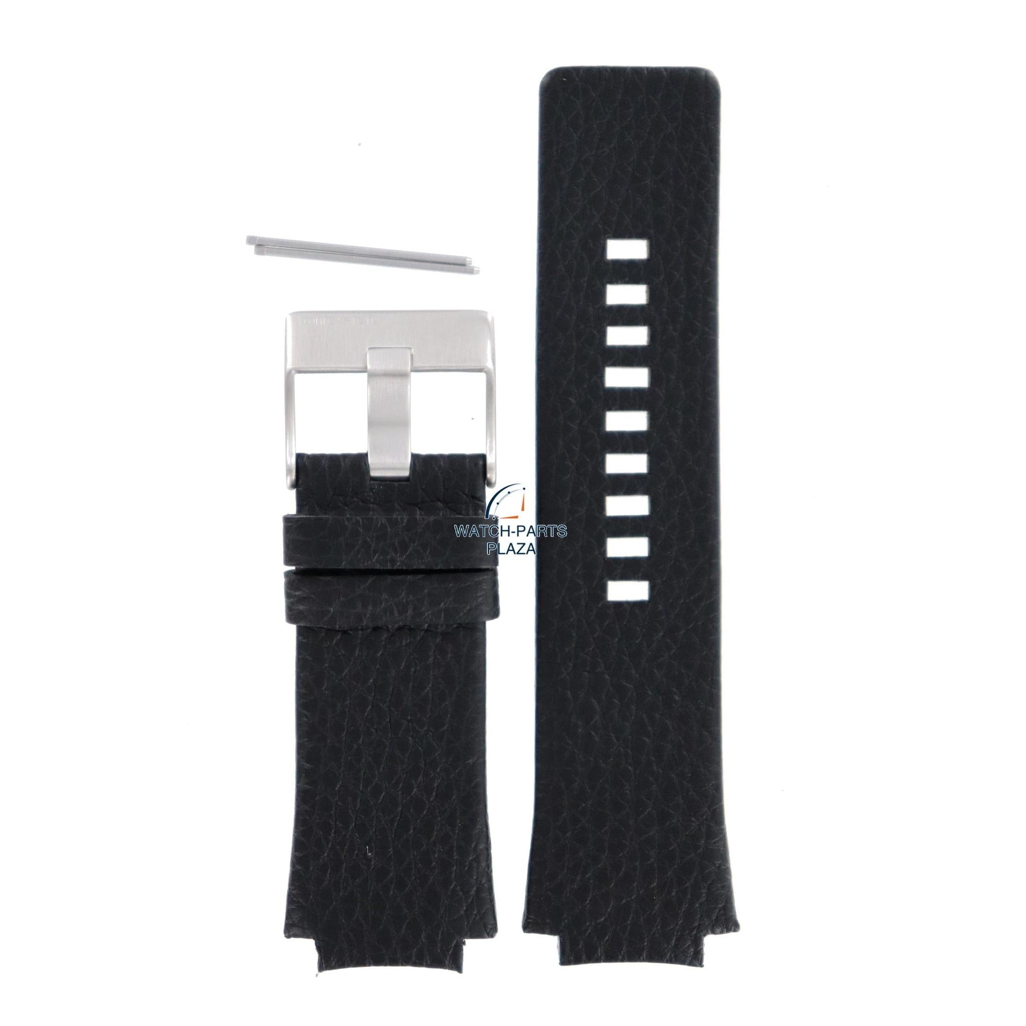Watch Band Diesel DZ1109 black grain leather strap 20mm original - Watch Plaza