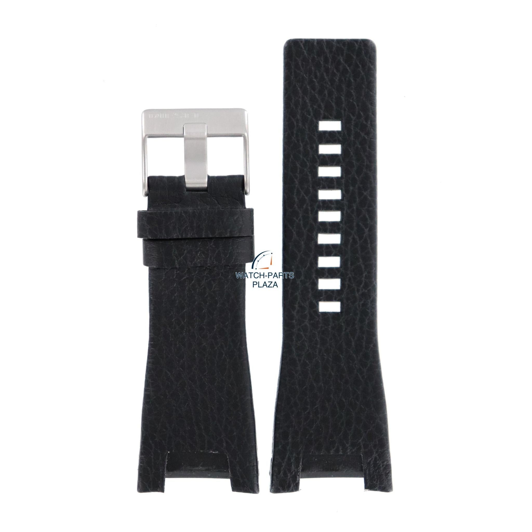 Watch Band Diesel DZ1215 black leather strap 32mm Bugout DZ1282 - Watch Plaza