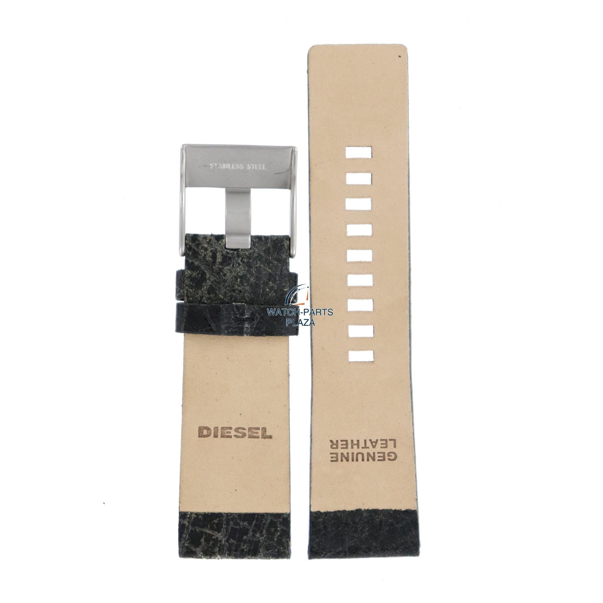 Watch Band Diesel DZ1269 black leather strap 26mm original - Watch Plaza