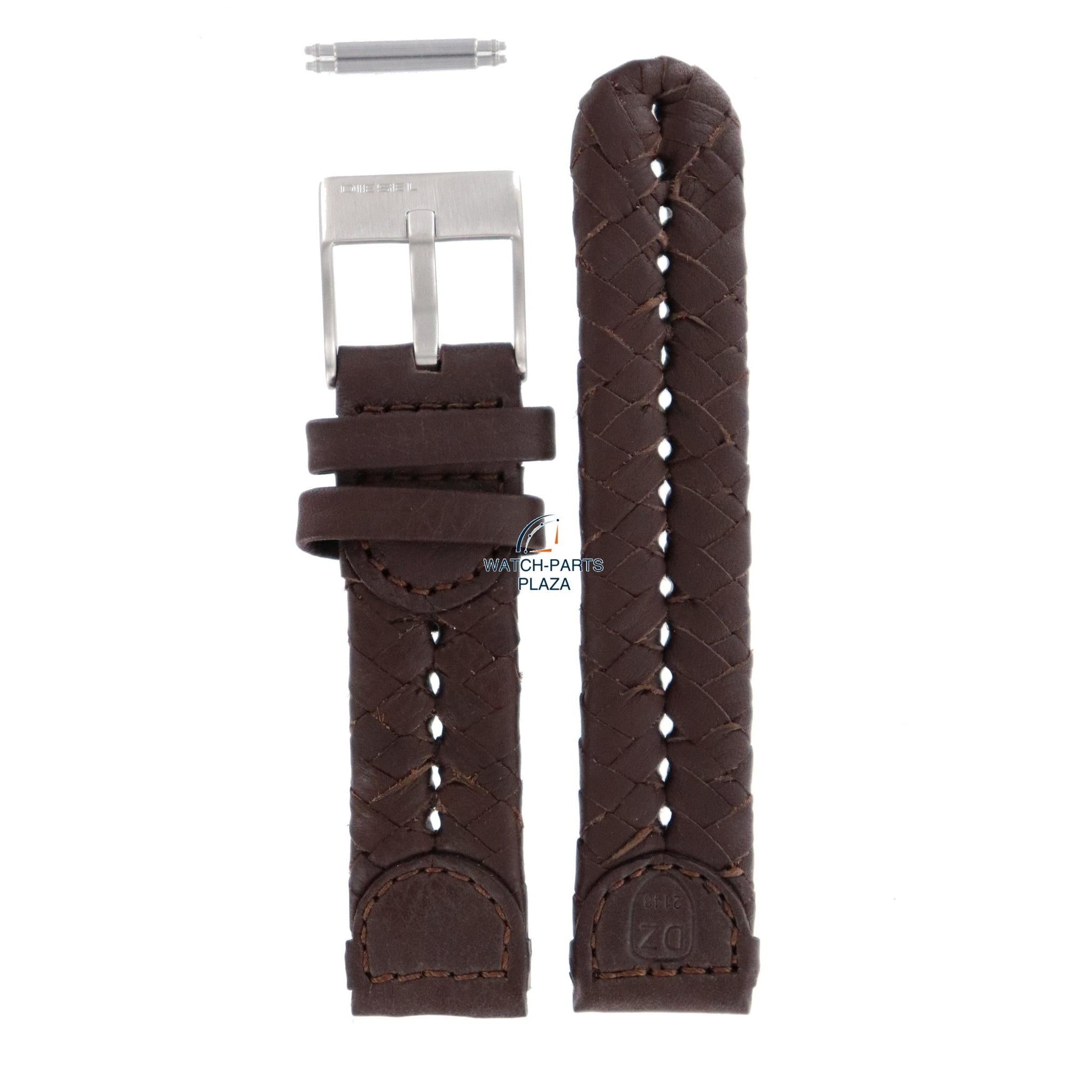 Watch Band Diesel DZ2148 dark brown leather strap 20mm original - Watch Plaza