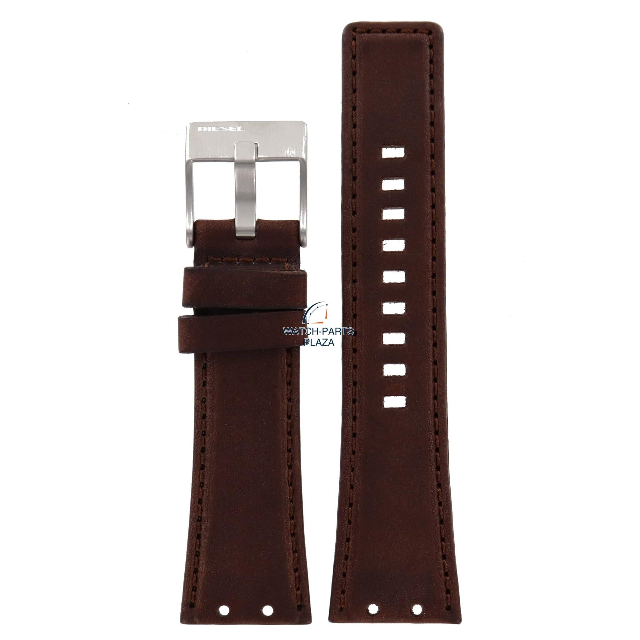 Watch Band Diesel DZ4110 / DZ4111 brown leather strap 25mm - Watch Plaza
