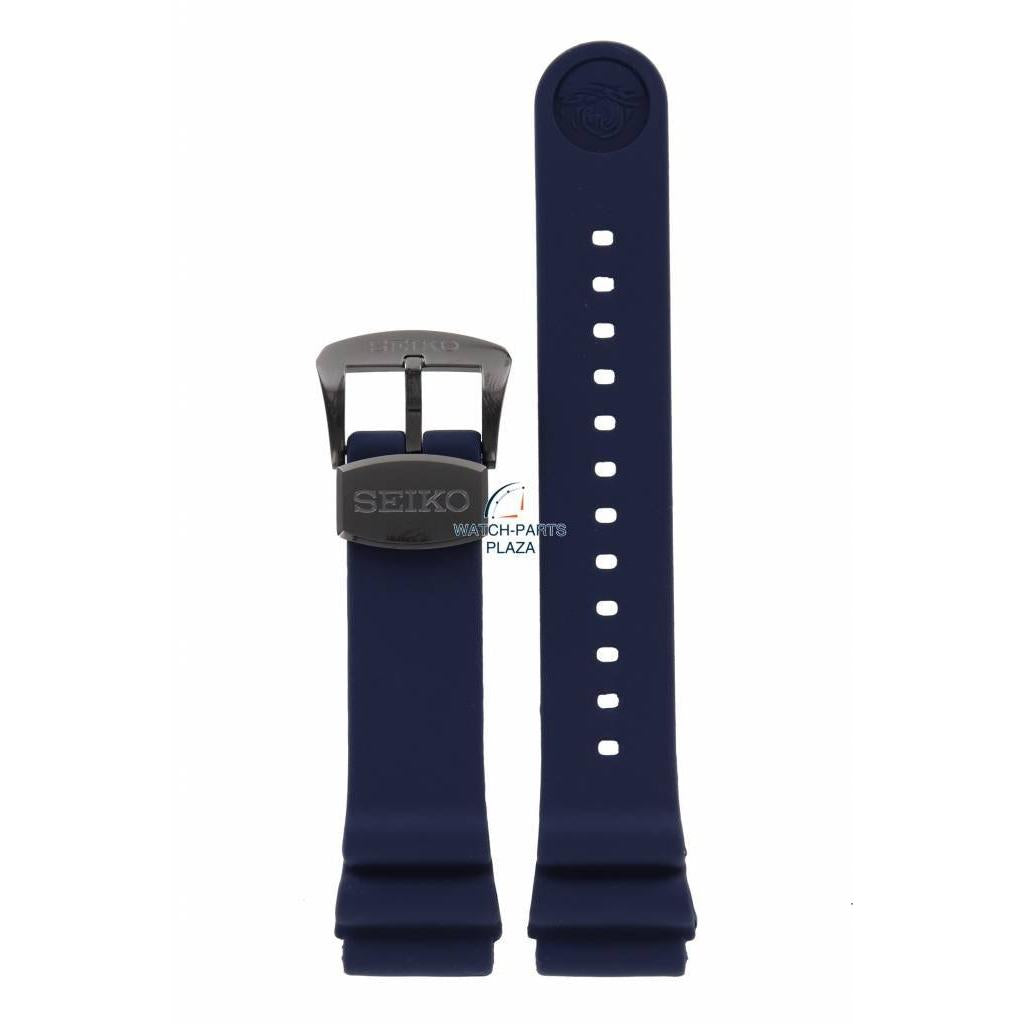 Watch Band for Seiko SRPD09K1 Prospex 4R35 - 01X0 22mm dark blue strap Save The Ocean - Watch Plaza