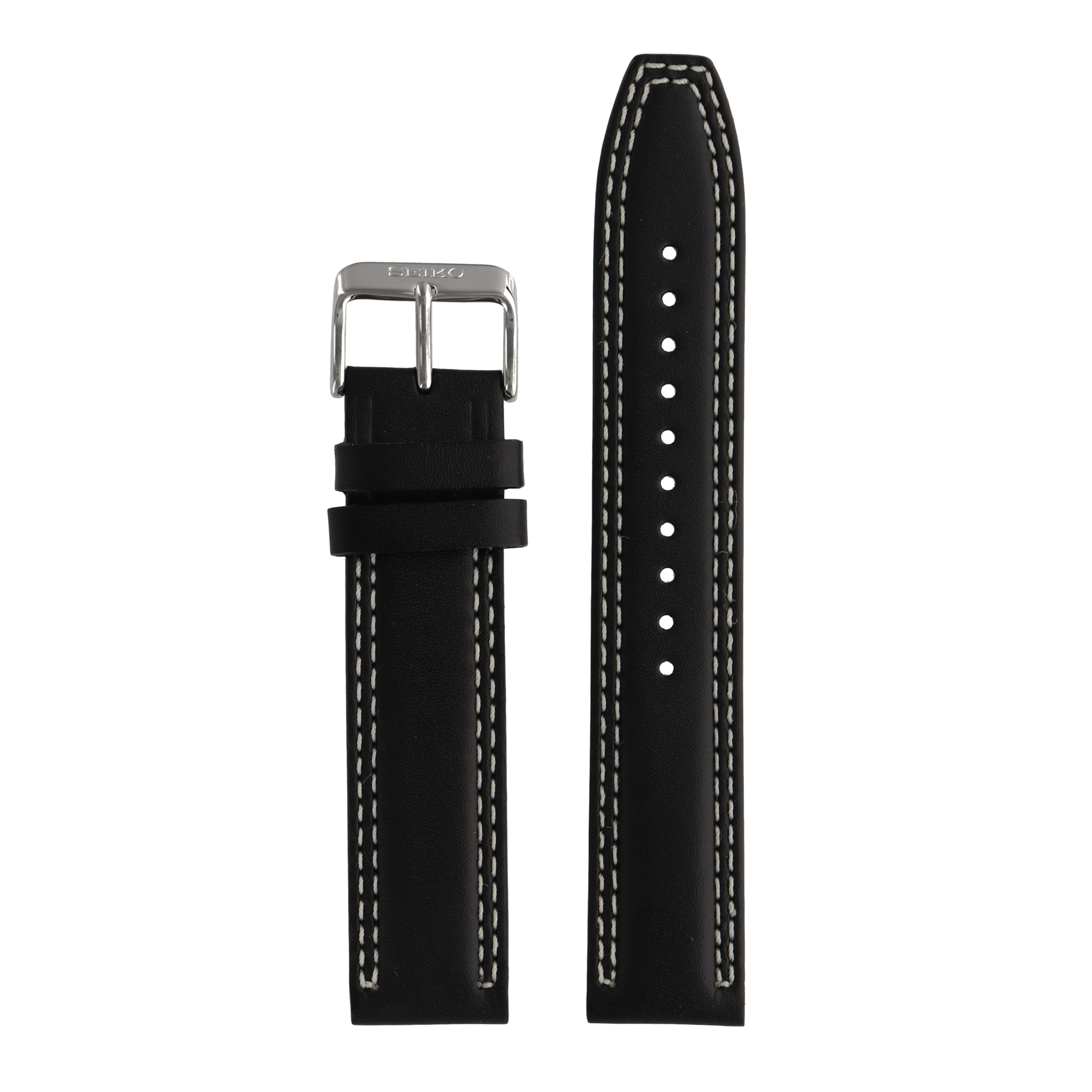 Watch Band for Seiko SSB033 Black Leather Strap 6T63 - 00D0 MecaQuartz L07M B 20mm - Watch Plaza