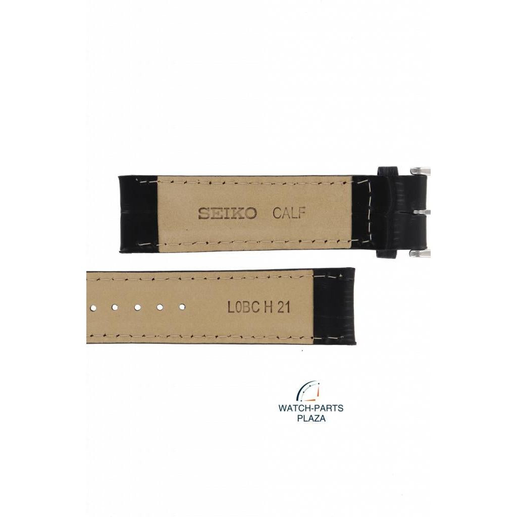 Watch Band for Seiko SSC223 Solar Black Leather Strap V175 - 0CH0 LOBC H 21 mm - Watch Plaza