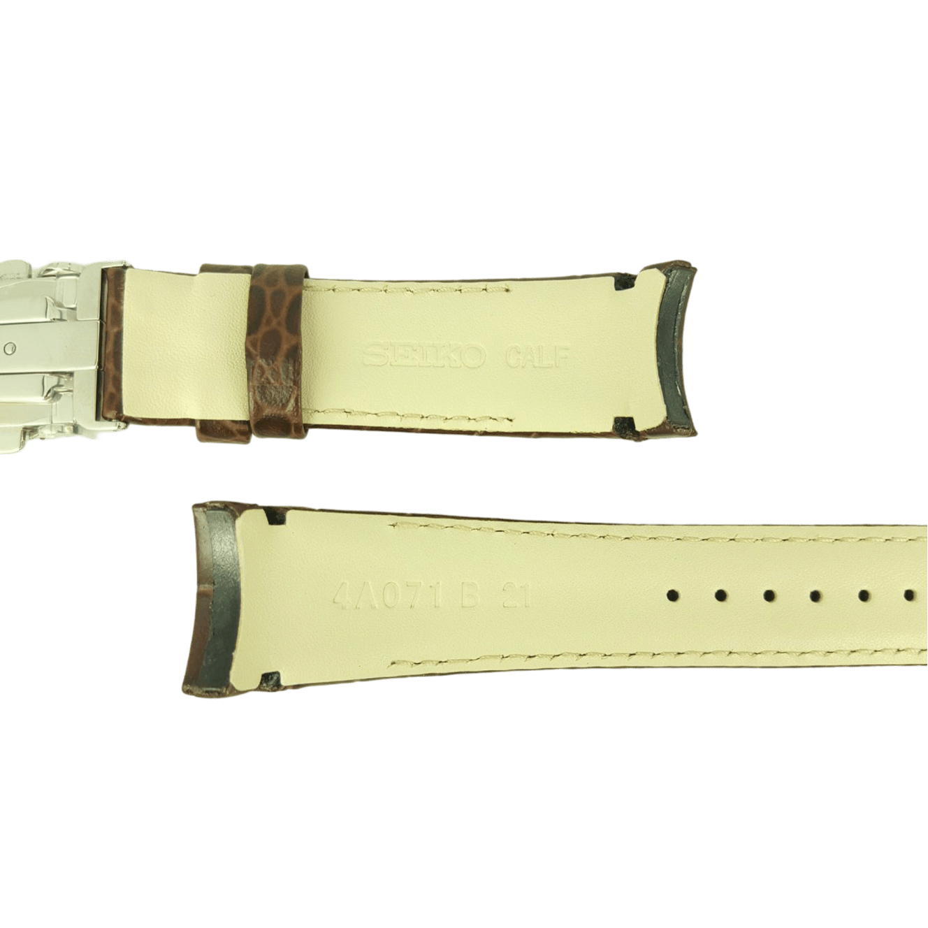 Watch Band Seiko Premier Kinetic Perpetual Calendar SNP025 / SNP023 Brown Leather Strap 7D56 - 0AA0 21mm 4A071 - Watch Plaza
