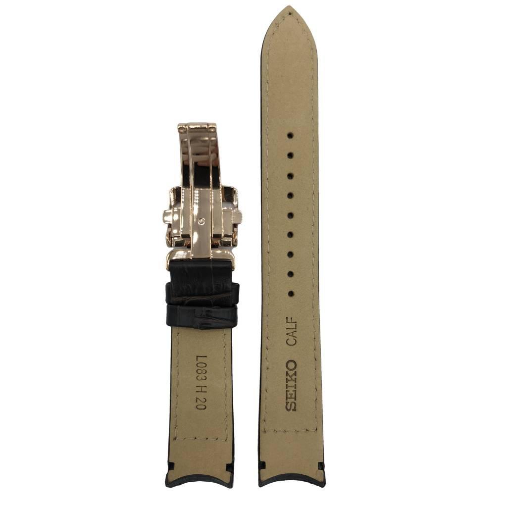 Watch Band Seiko Premier Kinetic SRX008P1 Brown Strap 5D88 - 0AD0 Rosé Clasp - Direct Drive - Watch Plaza