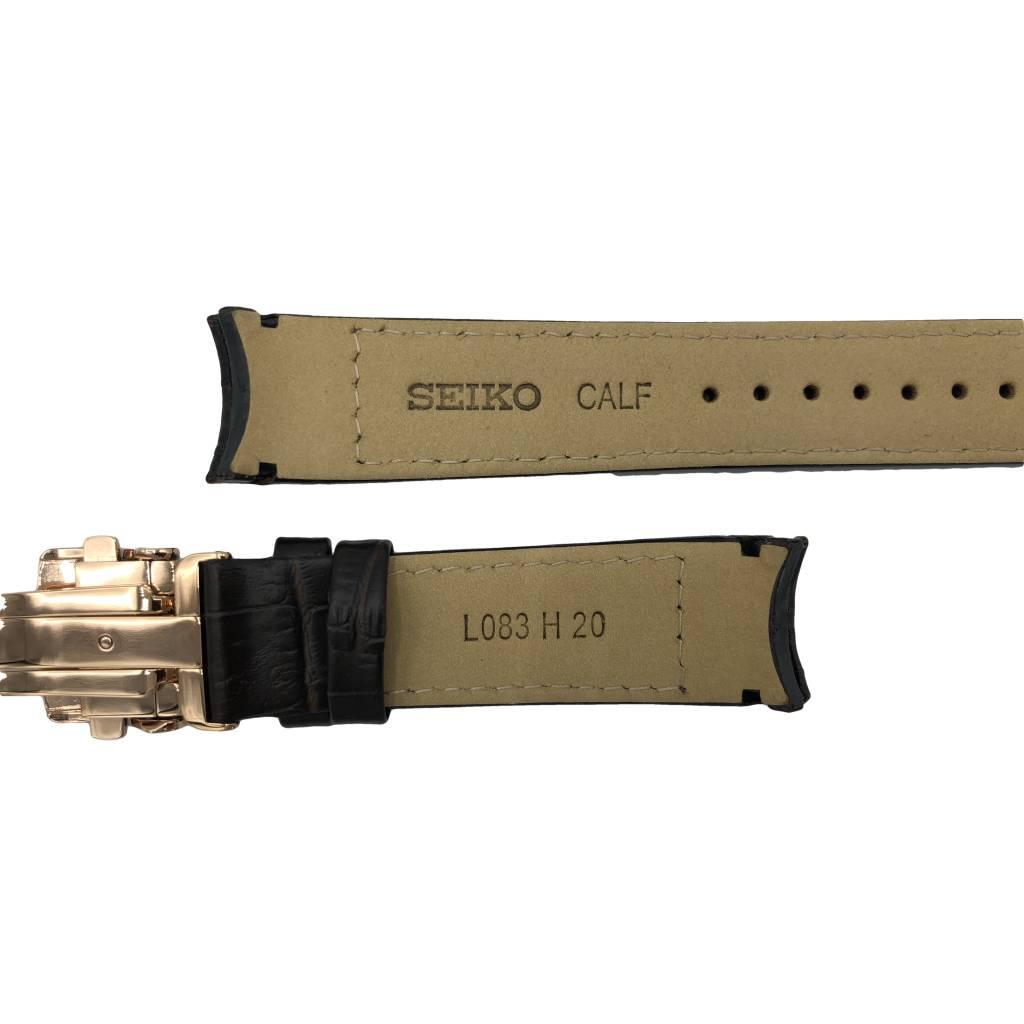 Watch Band Seiko Premier Kinetic SRX008P1 Brown Strap 5D88 - 0AD0 Rosé Clasp - Direct Drive - Watch Plaza