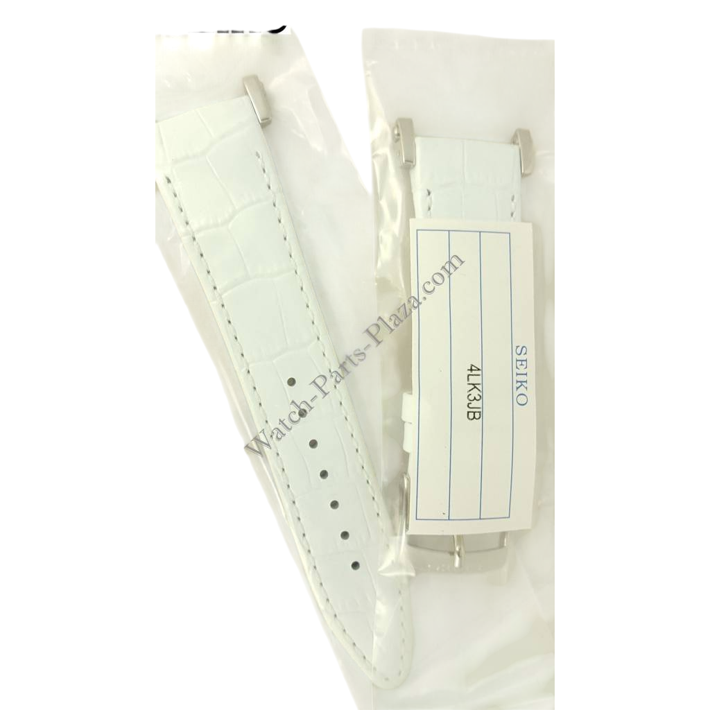 Watch Band Seiko Sportura Ladies SND889P1 White Leather Strap 7T92 - 0HP0 20mm - Watch Plaza
