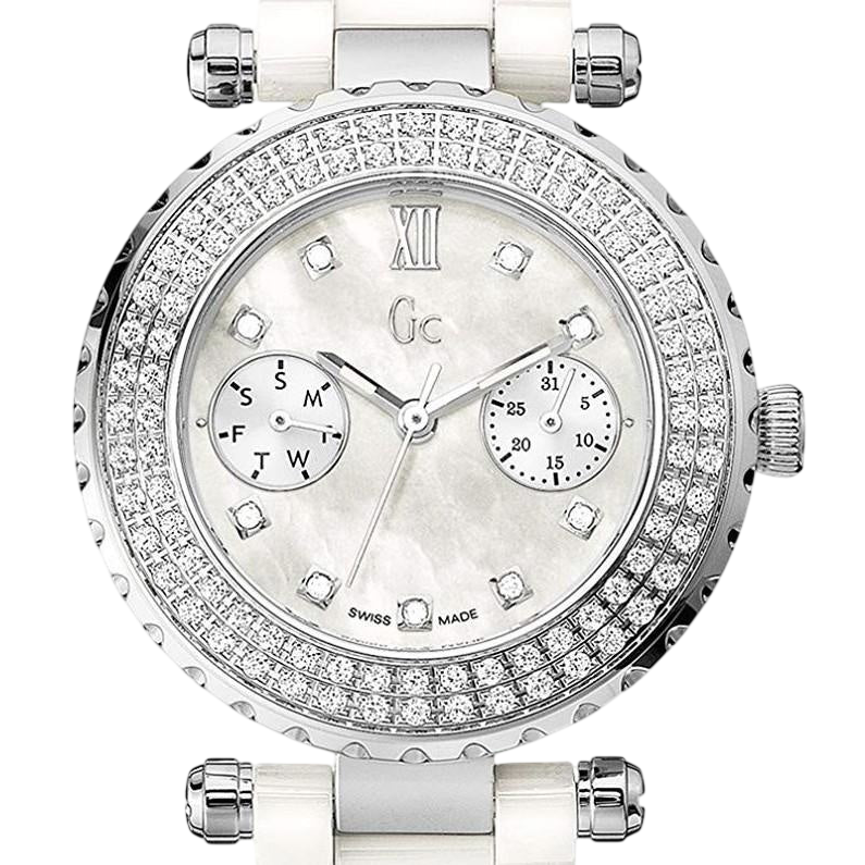 Watch Guess Collection A28101L1 Diver Chic 97 white ceramic - Swiss Made - Precious series - Watch Plaza