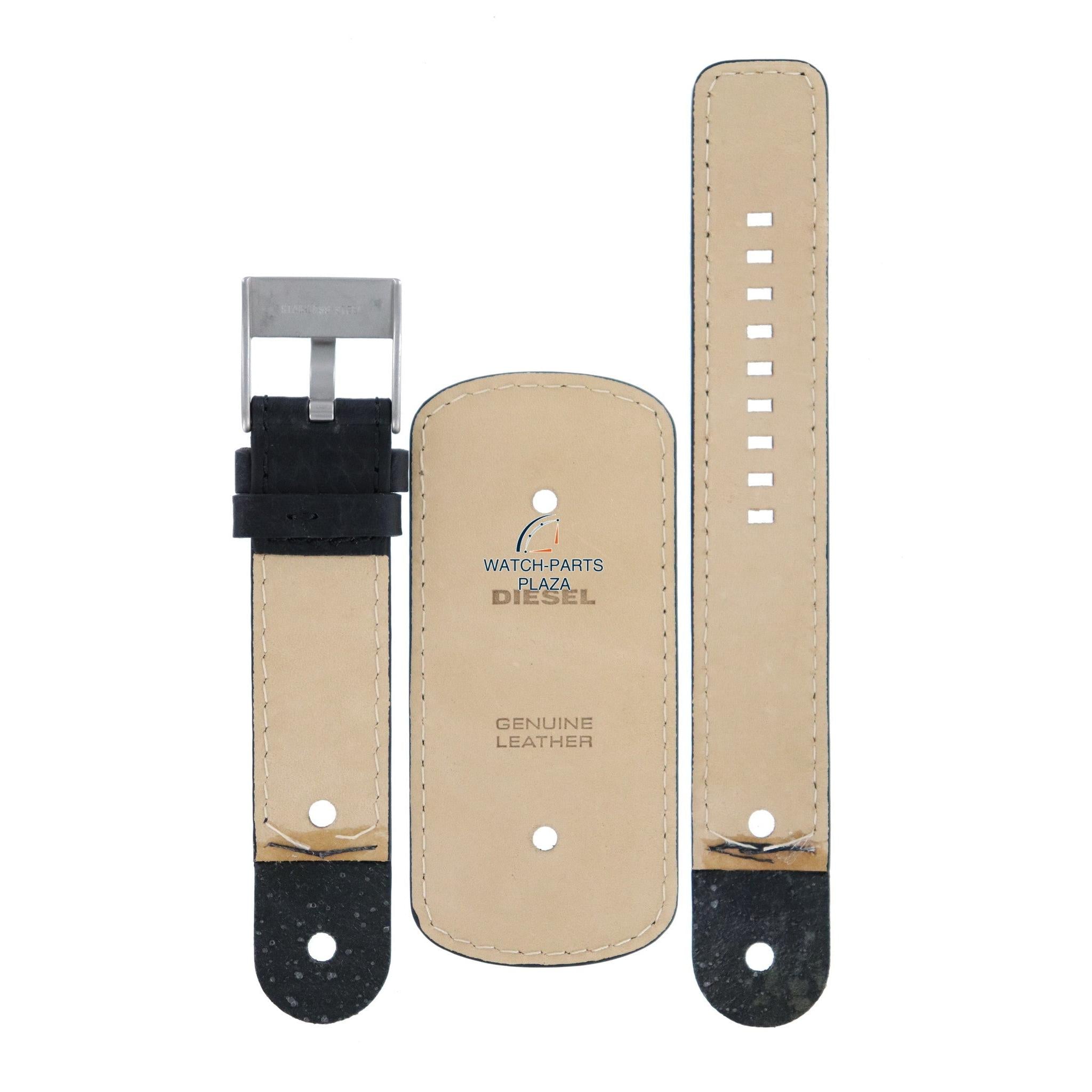 Watch Strap Diesel DZ2046 black genuine leather band 22mm original - Watch Plaza