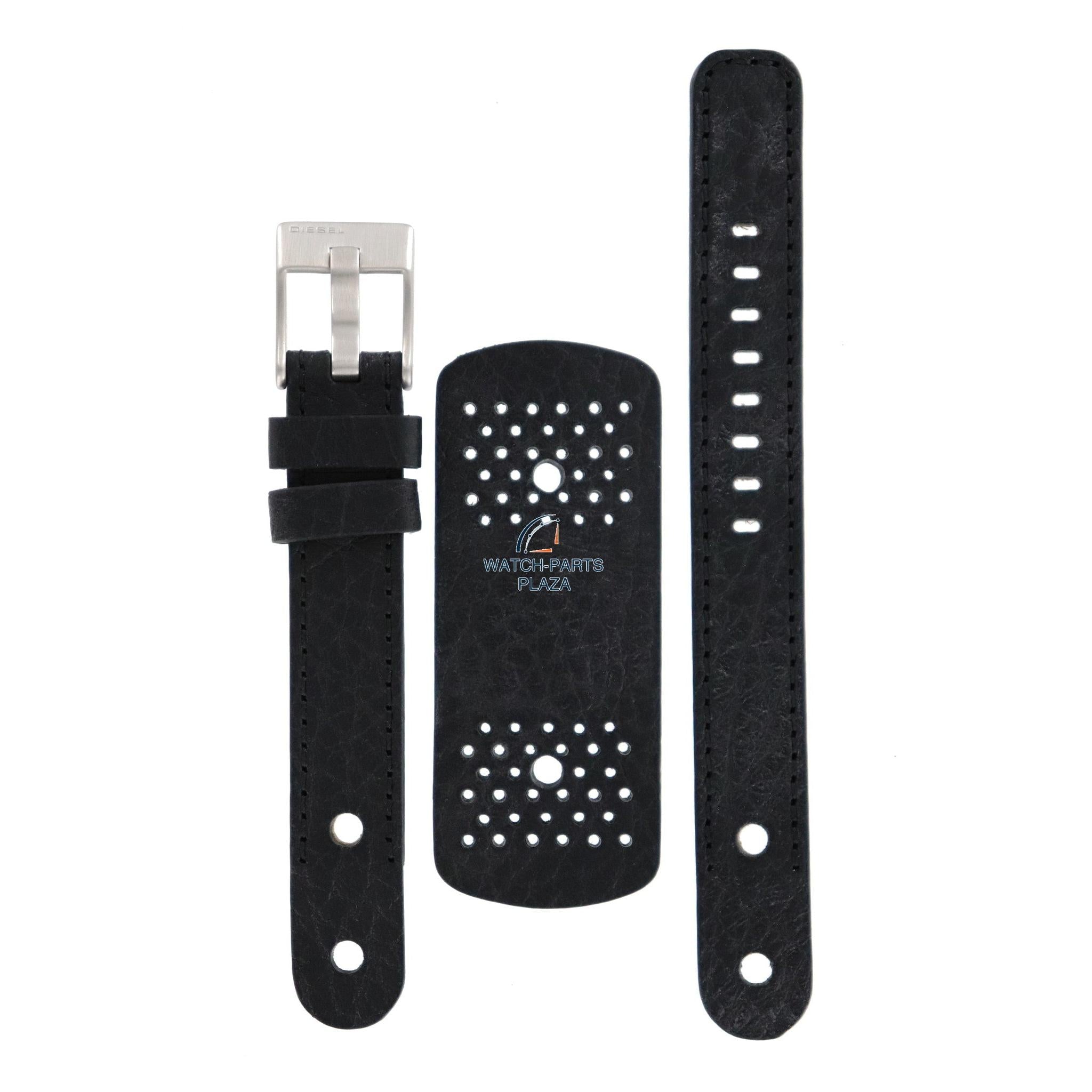 Watch Strap Diesel DZ2056 black cuff leather band 16mm genuine - Watch Plaza