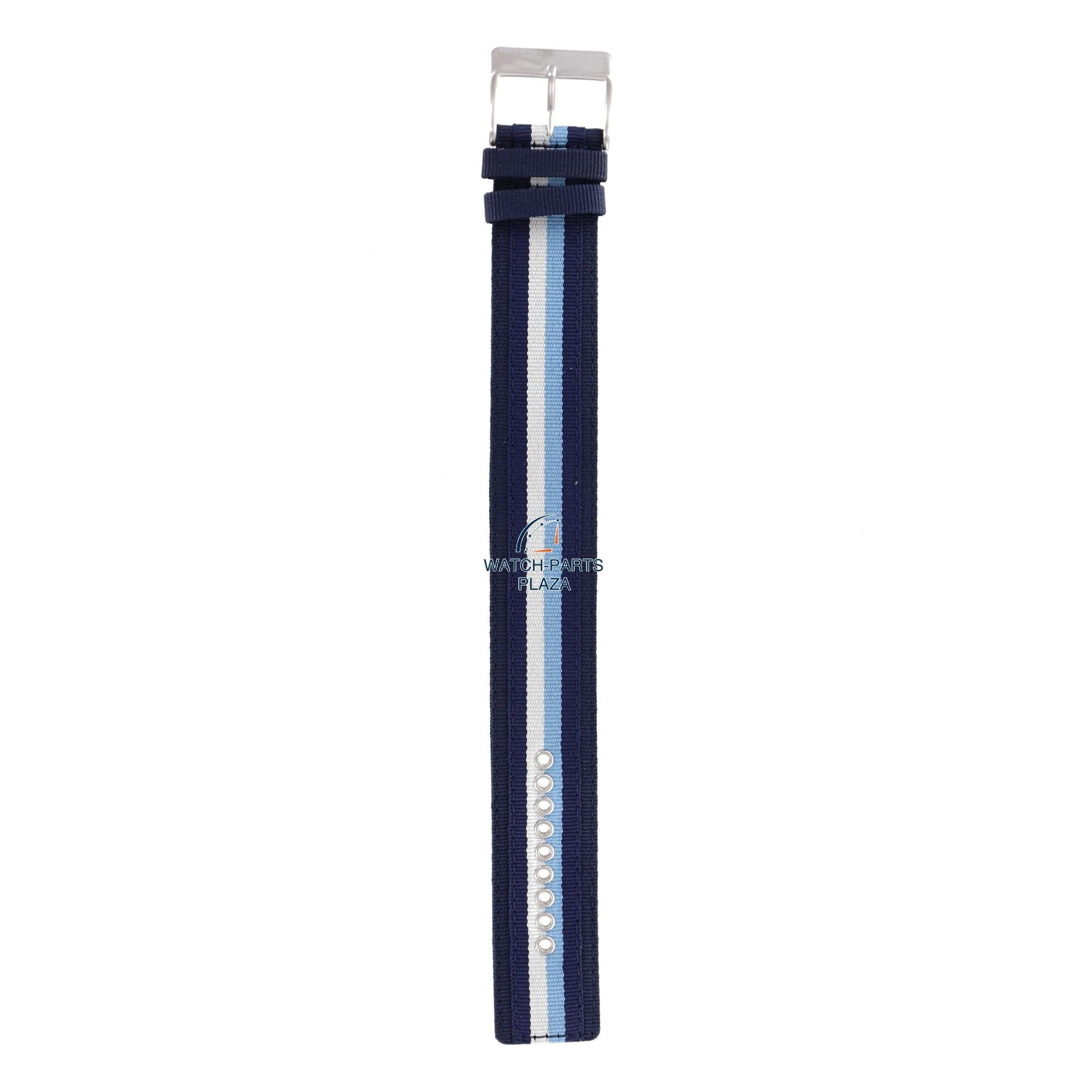 Watchband Diesel DZ2041 original blue canvas & leather strap 27mm DZ - 2041 - Watch Plaza