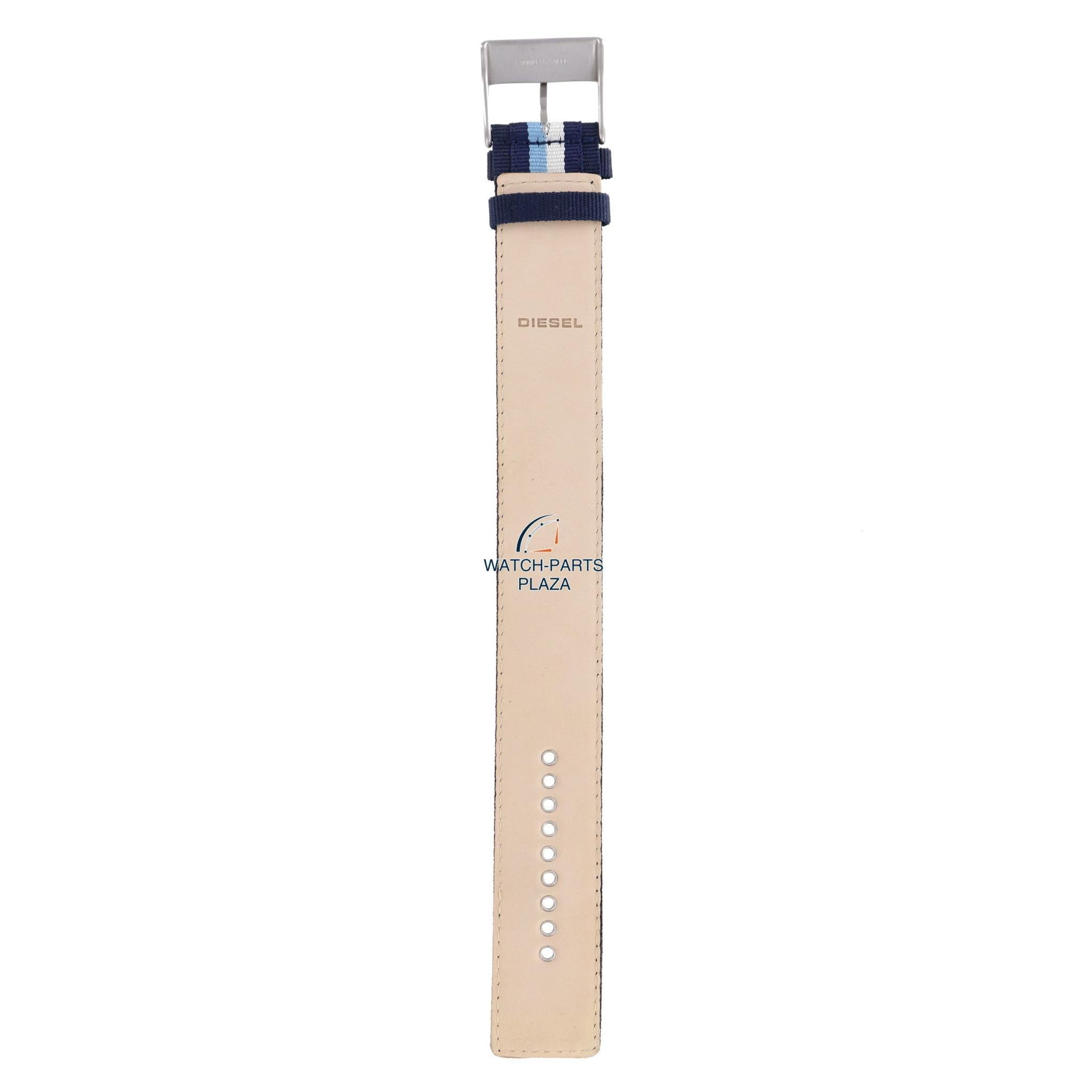 Watchband Diesel DZ2041 original blue canvas & leather strap 27mm DZ - 2041 - Watch Plaza