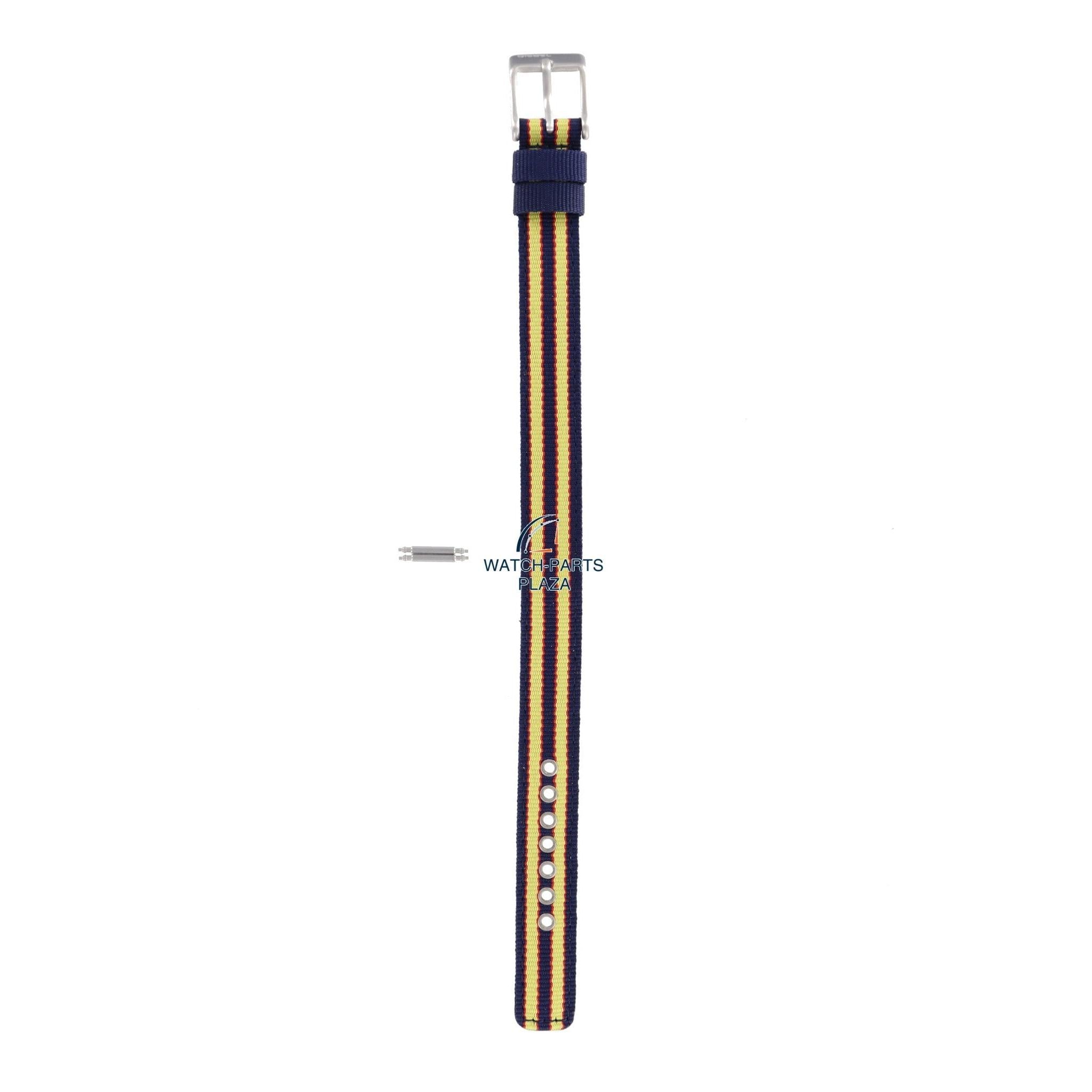 Watchband Diesel DZ2085 original yellow & dark blue canvas / leather strap 14mm DZ - 2085 - Watch Plaza