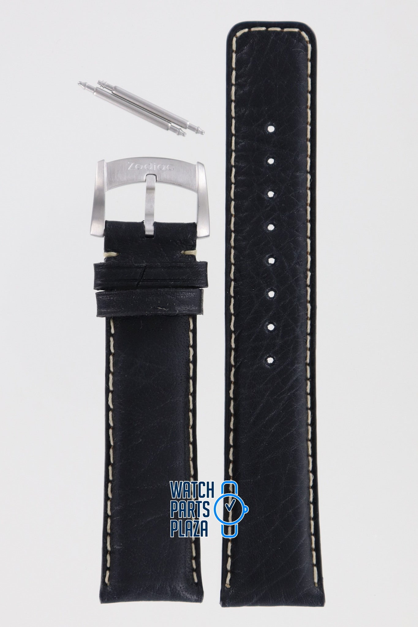 Zodiac ZO2204 Watch Band ZO - 2204 Black Leather 20 mm - Watch Plaza