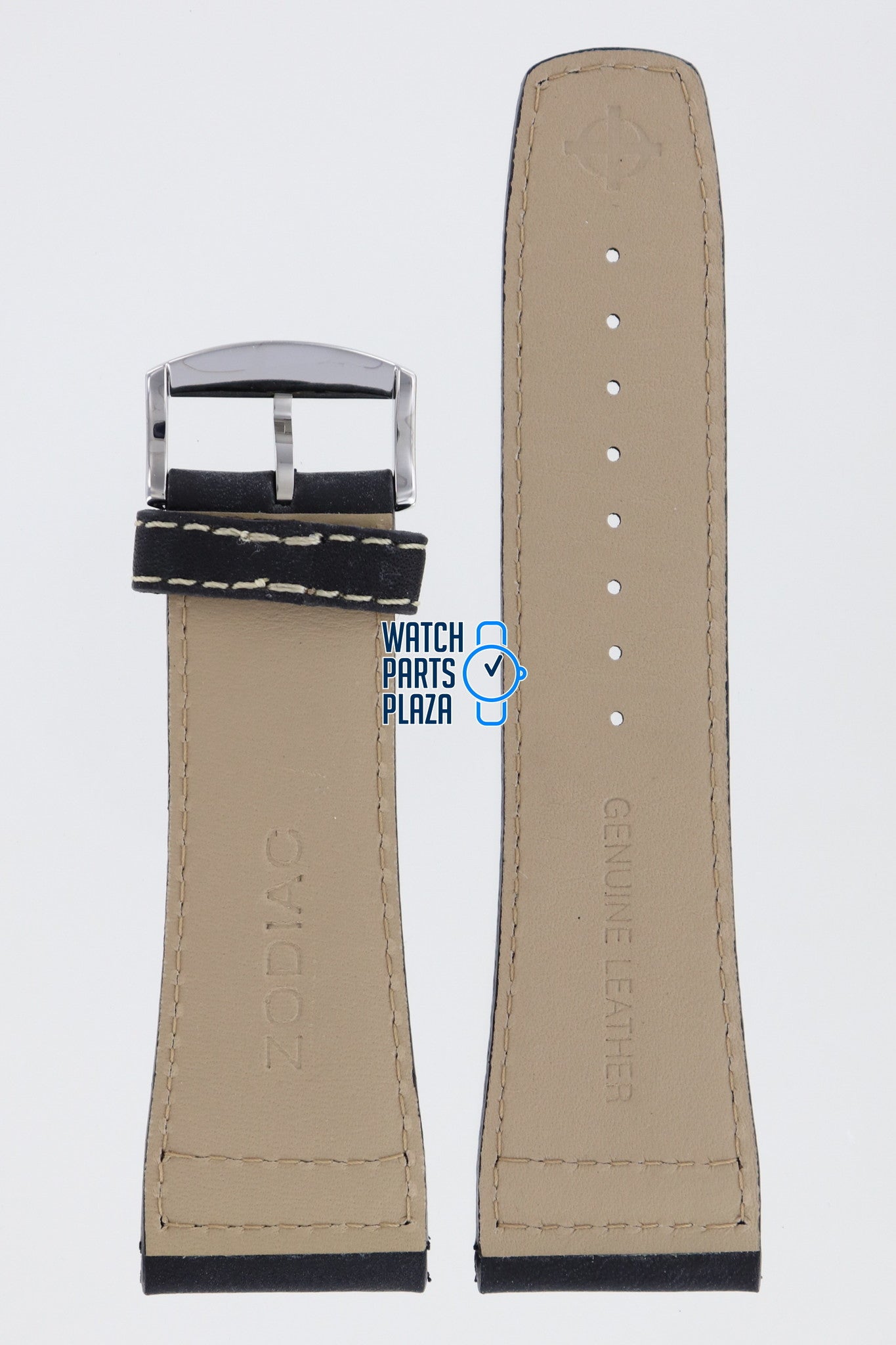 Zodiac ZO2601 Watch Band ZO - 2601 Black Leather 28 mm Renegade - Watch Plaza