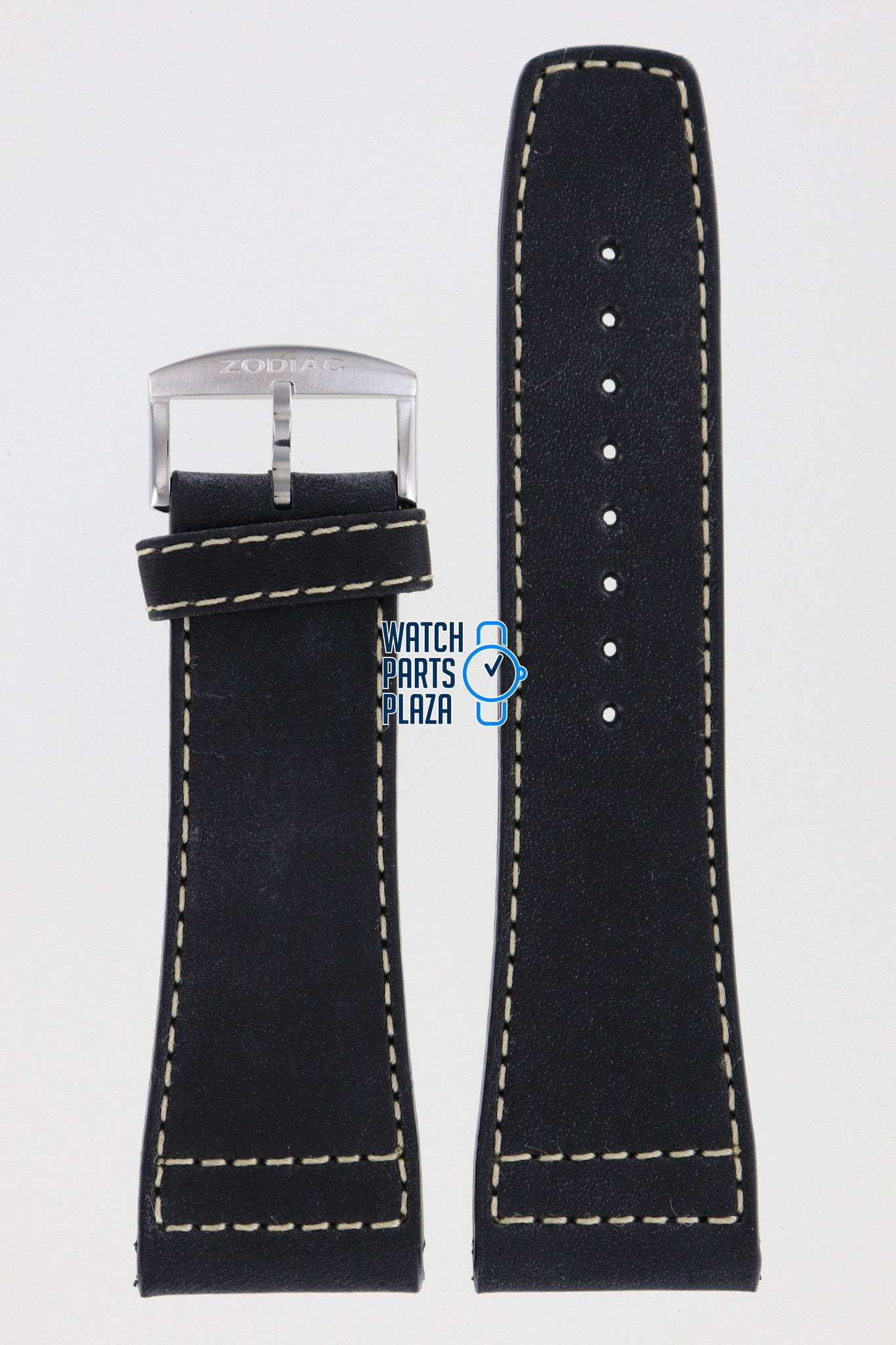 Zodiac ZO2601 Watch Band ZO - 2601 Black Leather 28 mm Renegade - Watch Plaza
