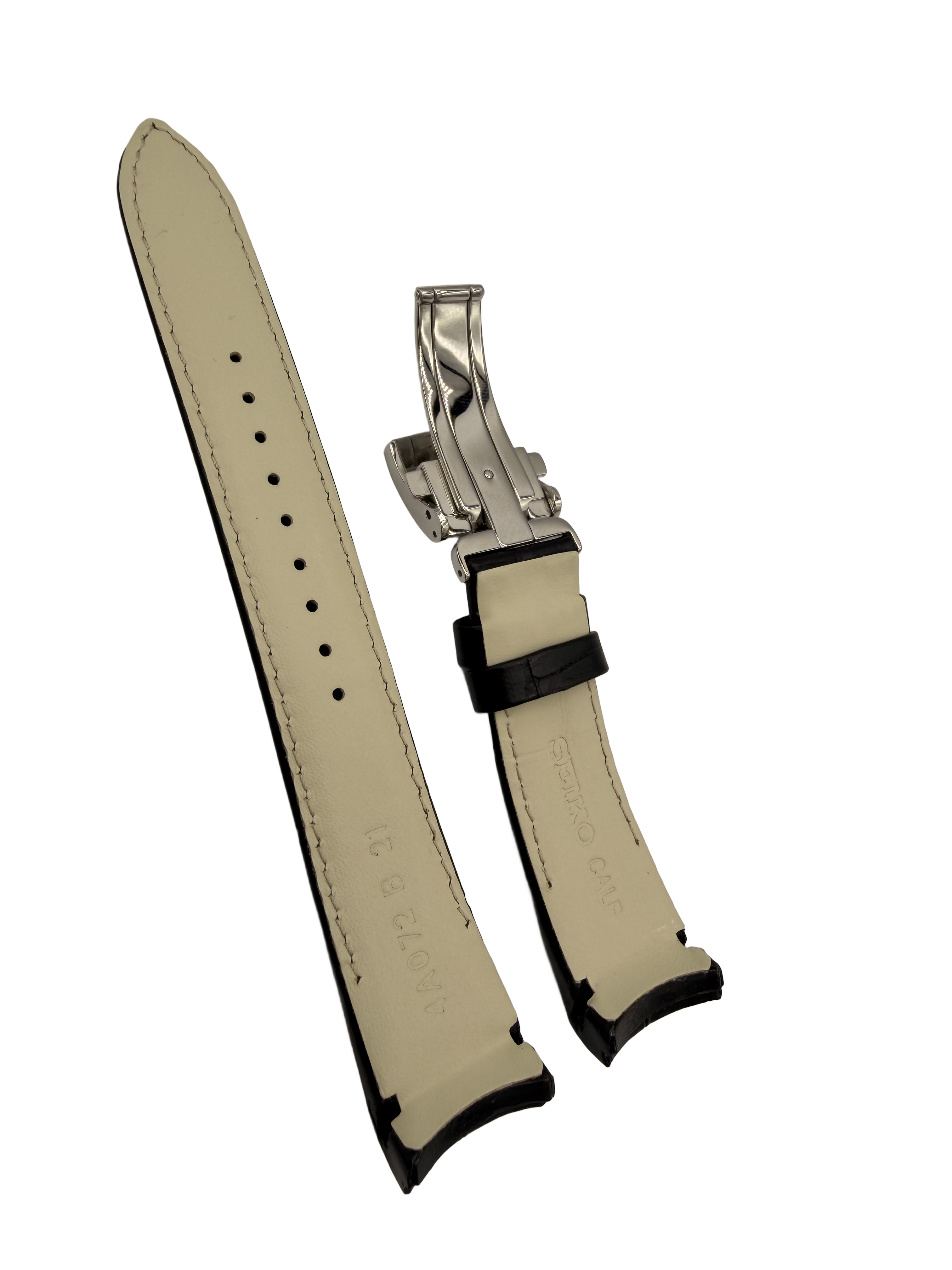 Horlogeband Seiko Premier SRX003P1 / SRL021P1 / SRN005P1 / SPC005P1 Zwart Leer 21mm 4A072
