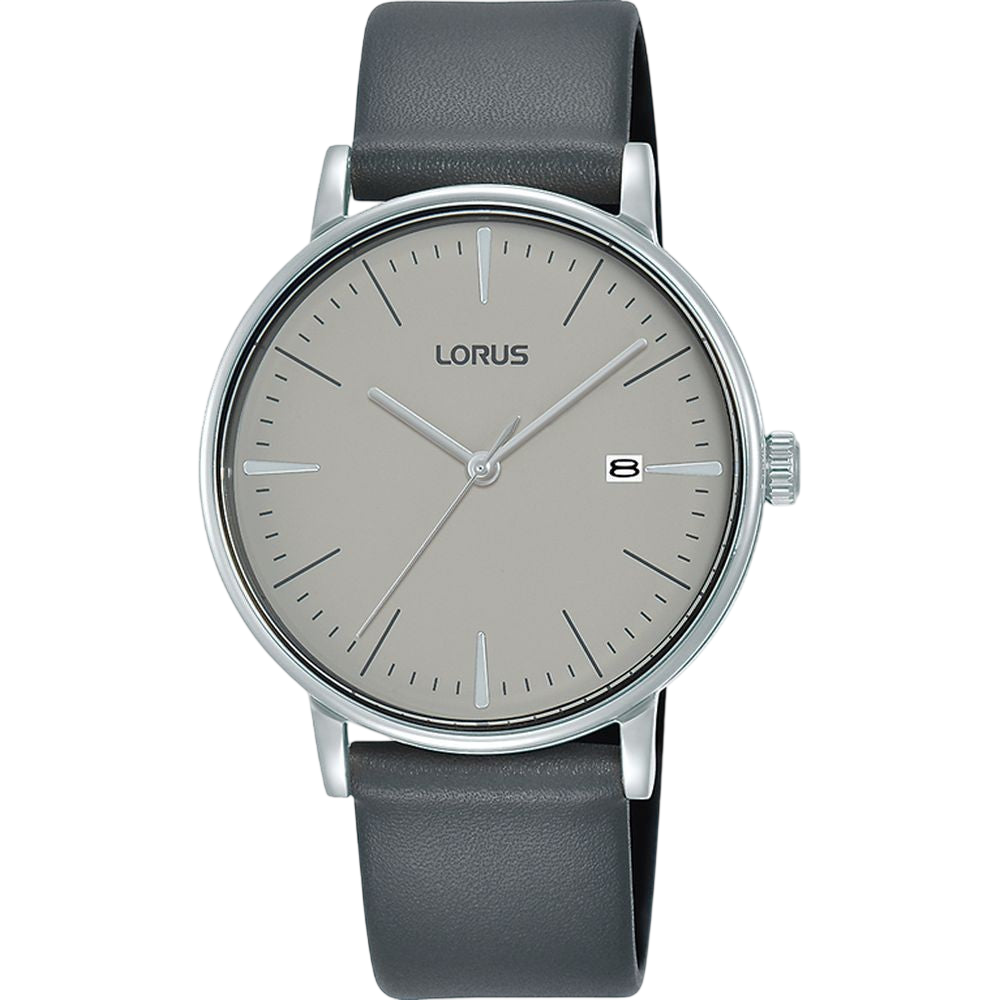 Lorus RH999NX9 Heren Dress Horloge Grijs Wijzerplaat Leren Band