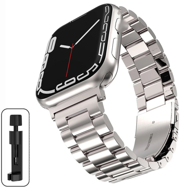 STRPZ® Apple Watch Bandje – Starlight Rvs (Roestvrij staal) – Horloge Series, SE & Ultra